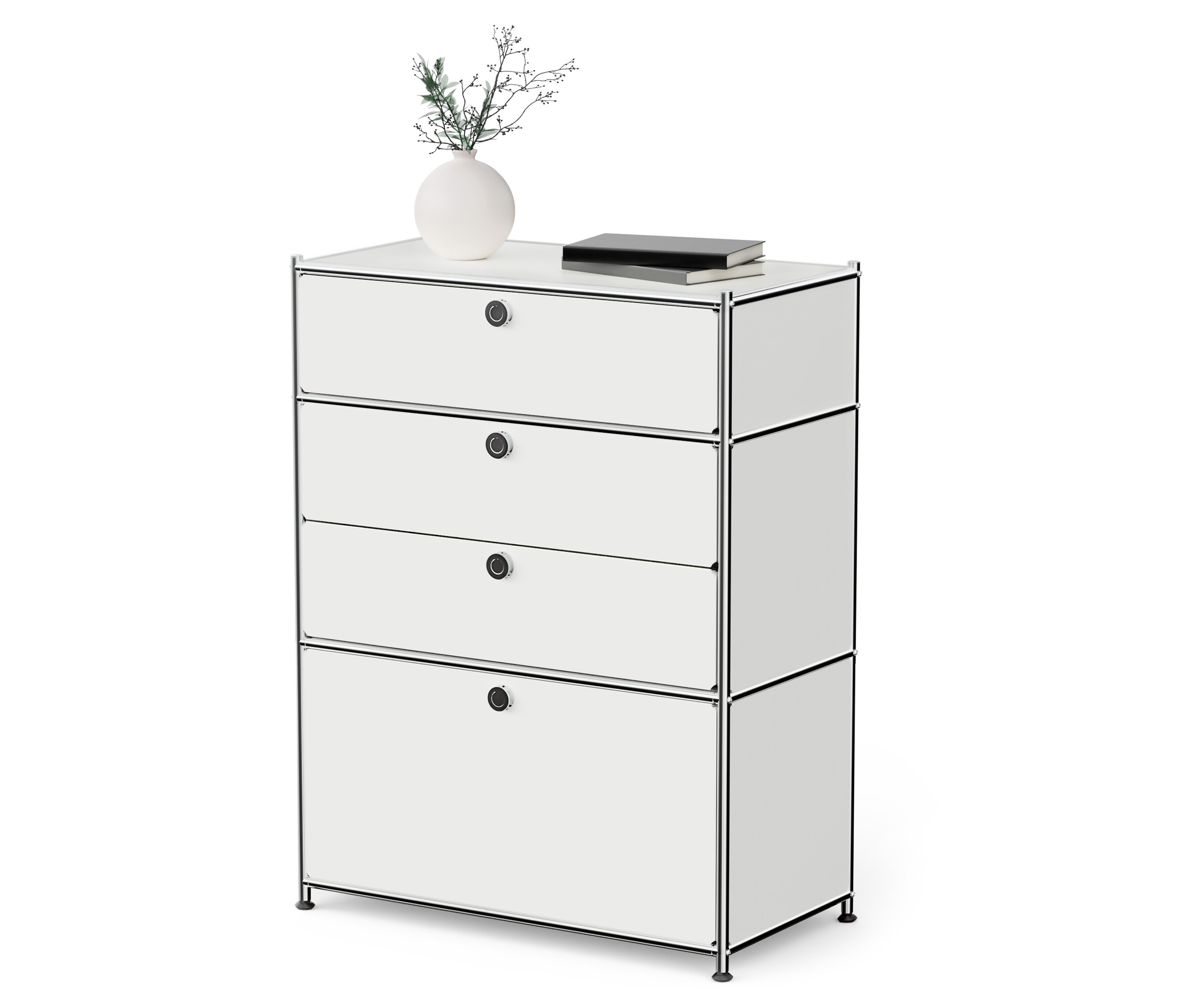 Tchibo - Kommode Metall »Cn3« mit 3 Schubladen und Klappenfach - 77x40x102cm - chrom - Stahl / Aluminium / Kunststoff