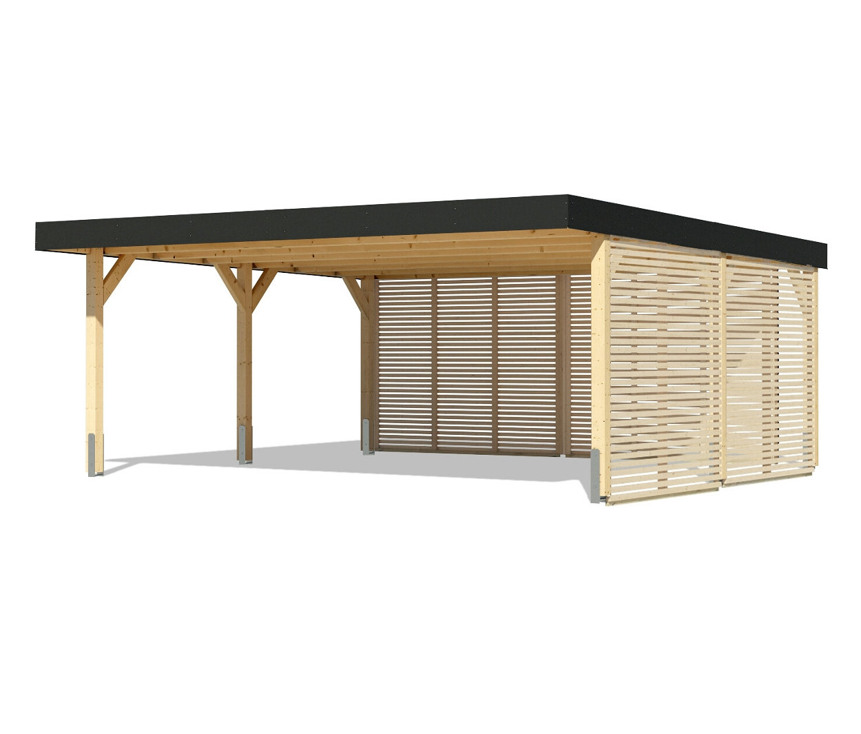 Karibu Doppel-Carport - 552x487x246,5cm - anthrazit - Fichtenholz