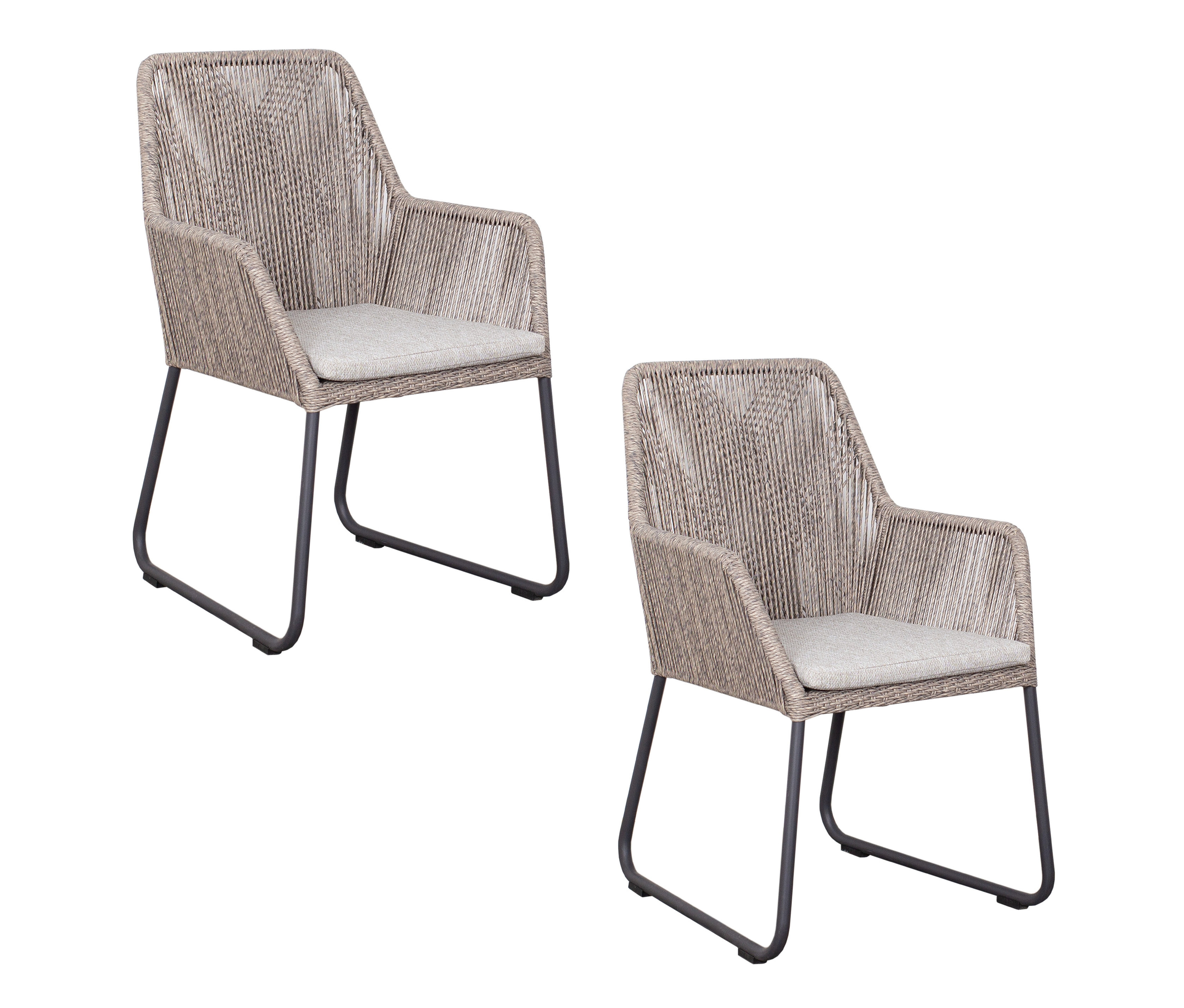 deVries 2 Dining-Sessel - 64x64x90cm - anthrazit - Polyethylen / Aluminium / Schaumstoff