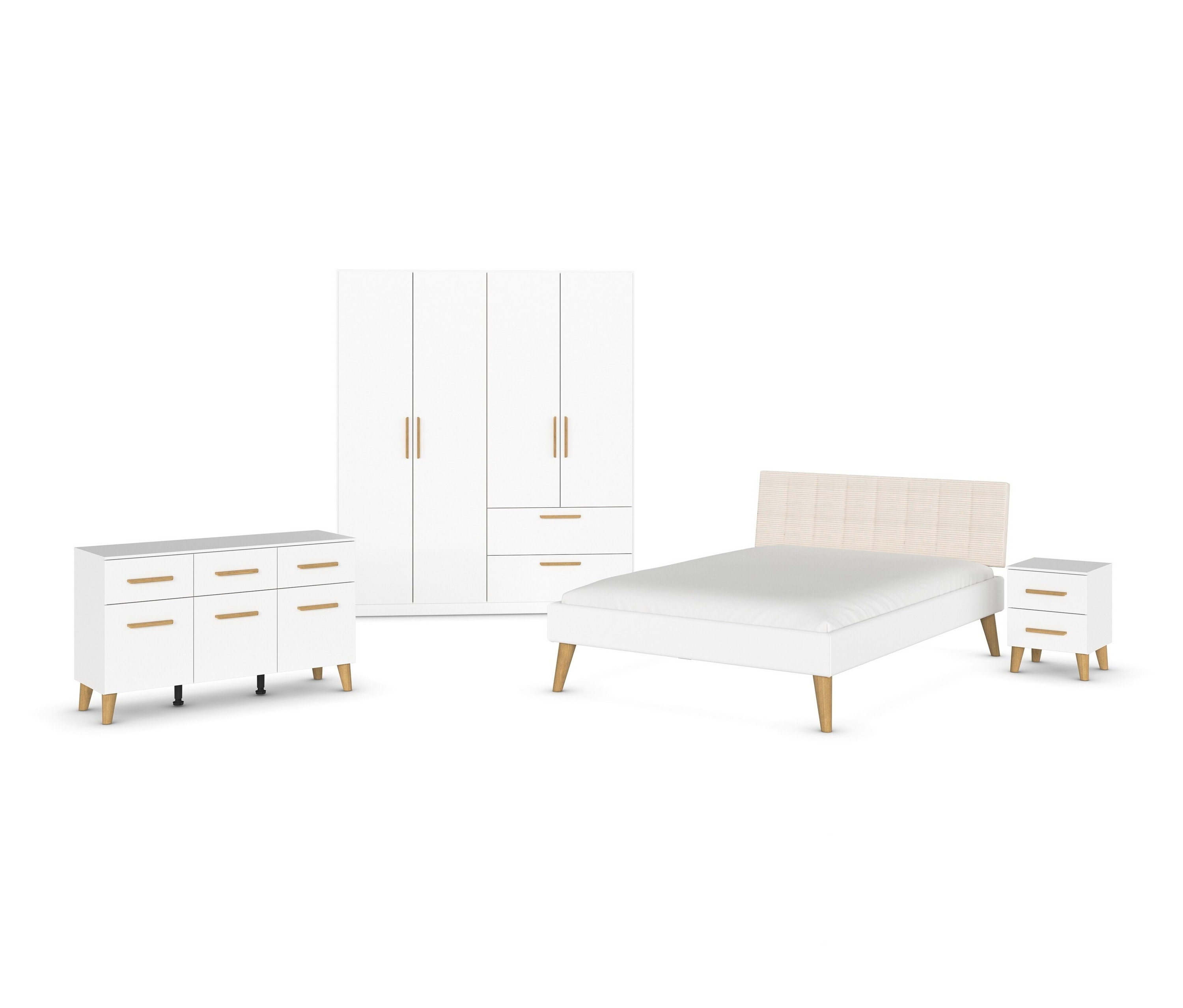 rauch Schlafzimmer-Set »Skandi« mit Bett - 181x54x210cm - Holz / Holz