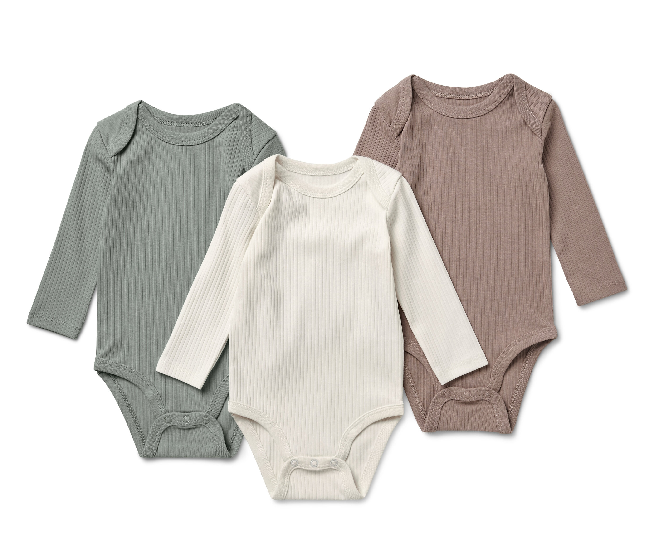 Tchibo - 3 Baby-Ripp-Langarmbodys - Baby - Gr. 62/68 - hellbraun