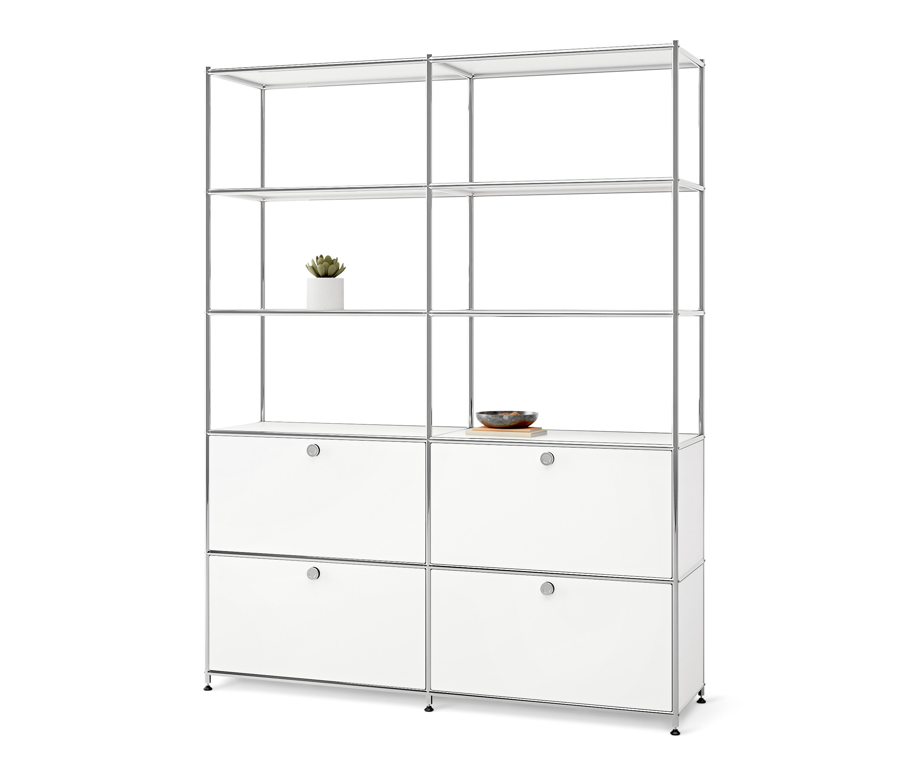 Tchibo - Hohes Regal Metall »Cn3« mit 4 Klappenfächern - 152x40x195cm - chrom - Stahl / Aluminium / Kunststoff