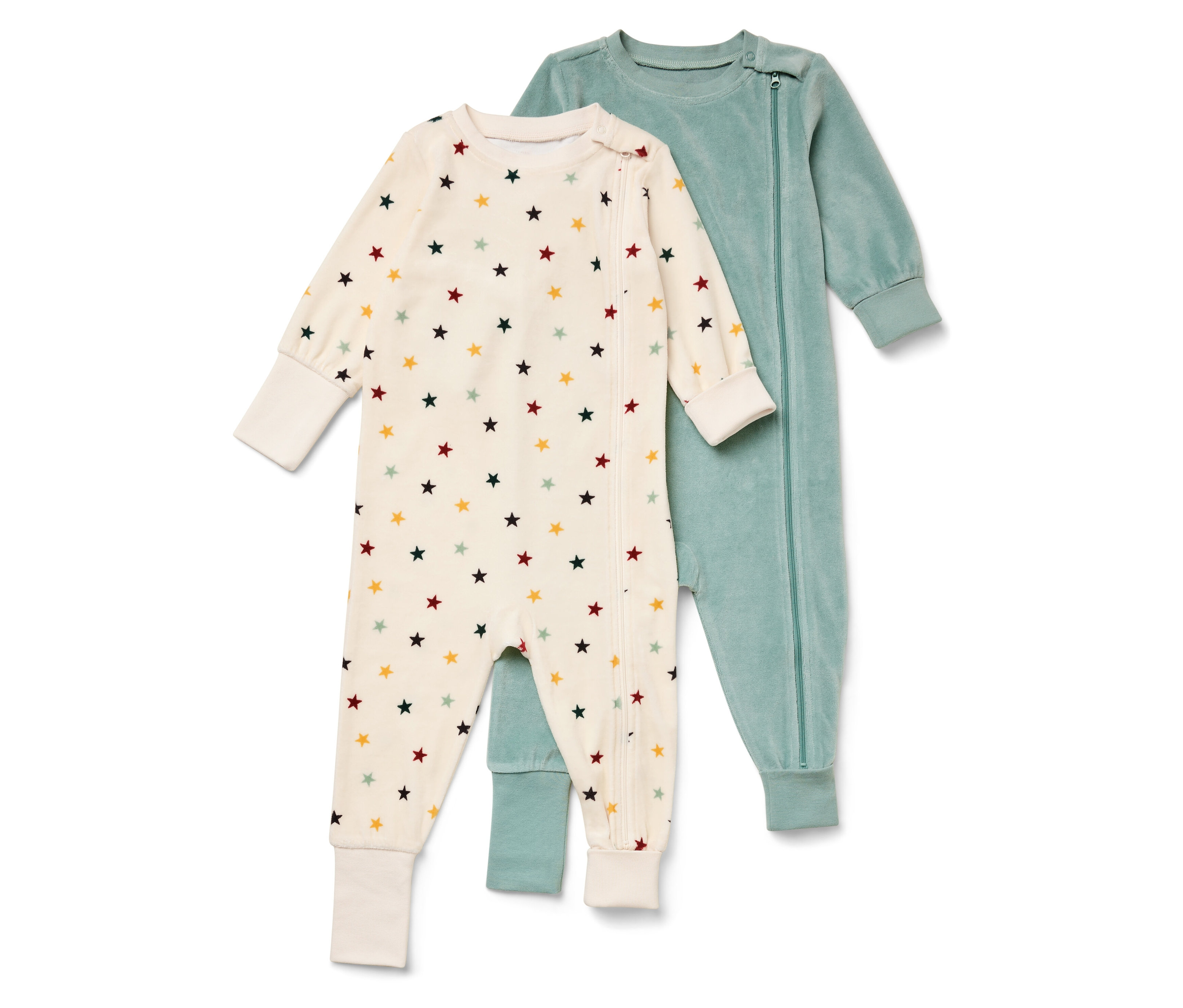 Tchibo - 2 Baby-Nicki-Pyjamas - Baby - Gr. 62/68 - creme/print