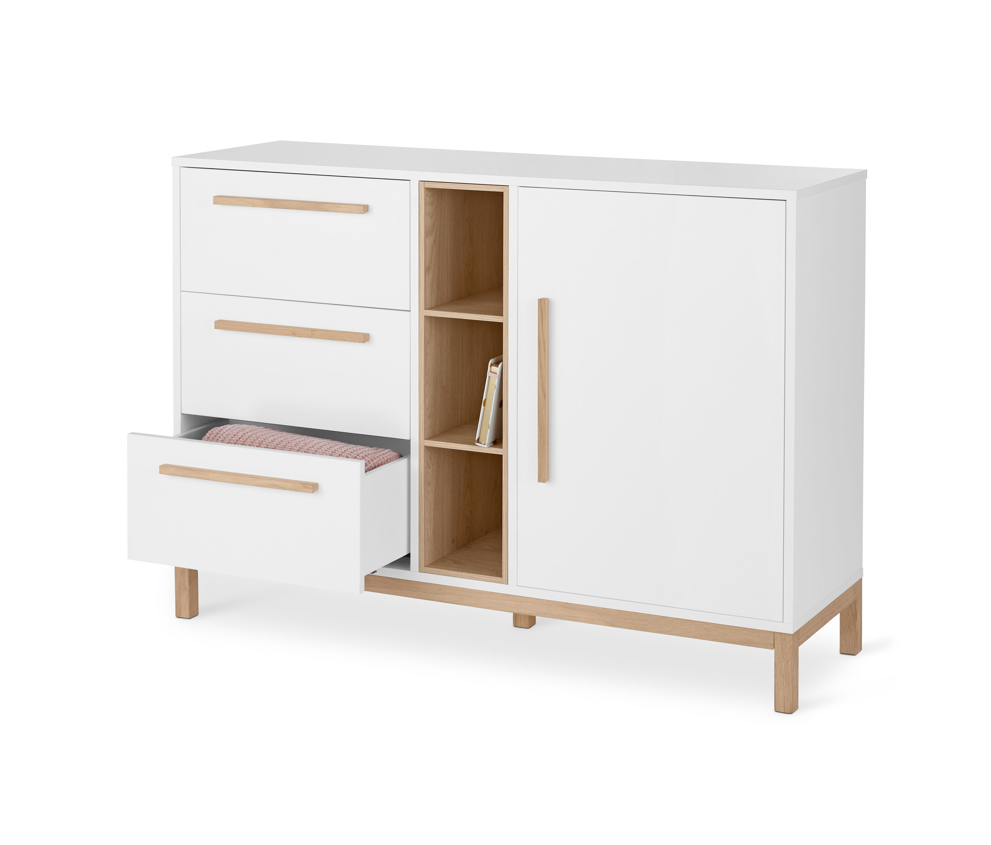 Tchibo - Kommode »Eklund« mit Schubladen und Tür - 120x38x85,5cm - braun - Holz / Eichenholz / Filz