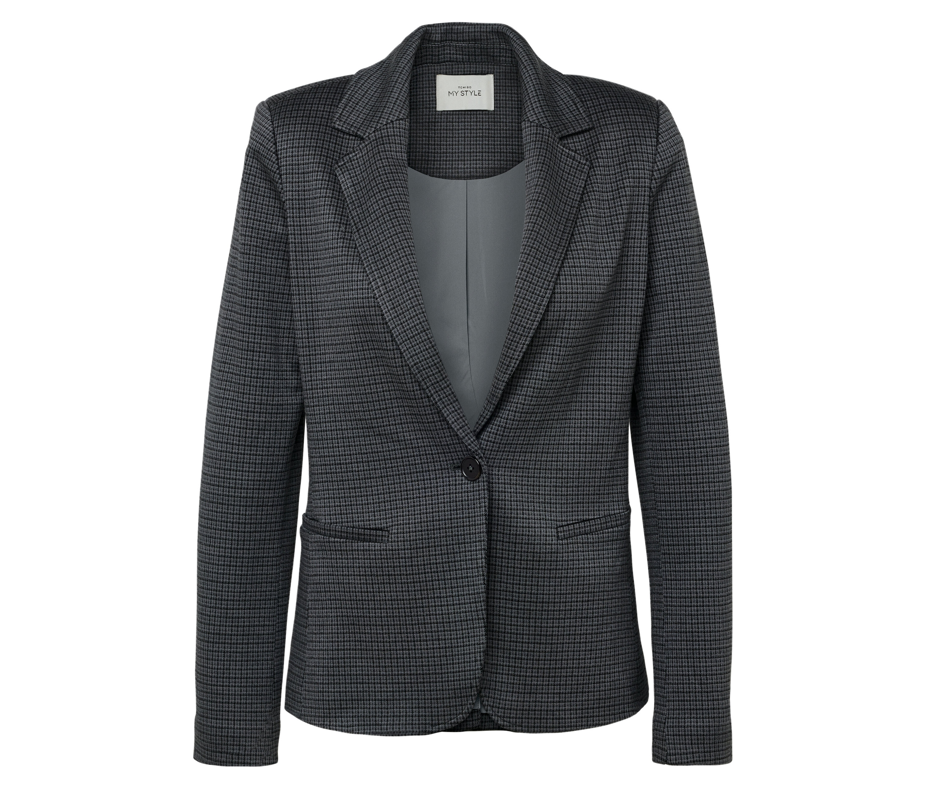 Tchibo - Karierter Jerseyblazer - Damen - Gr. 36 - schwarz/kariert