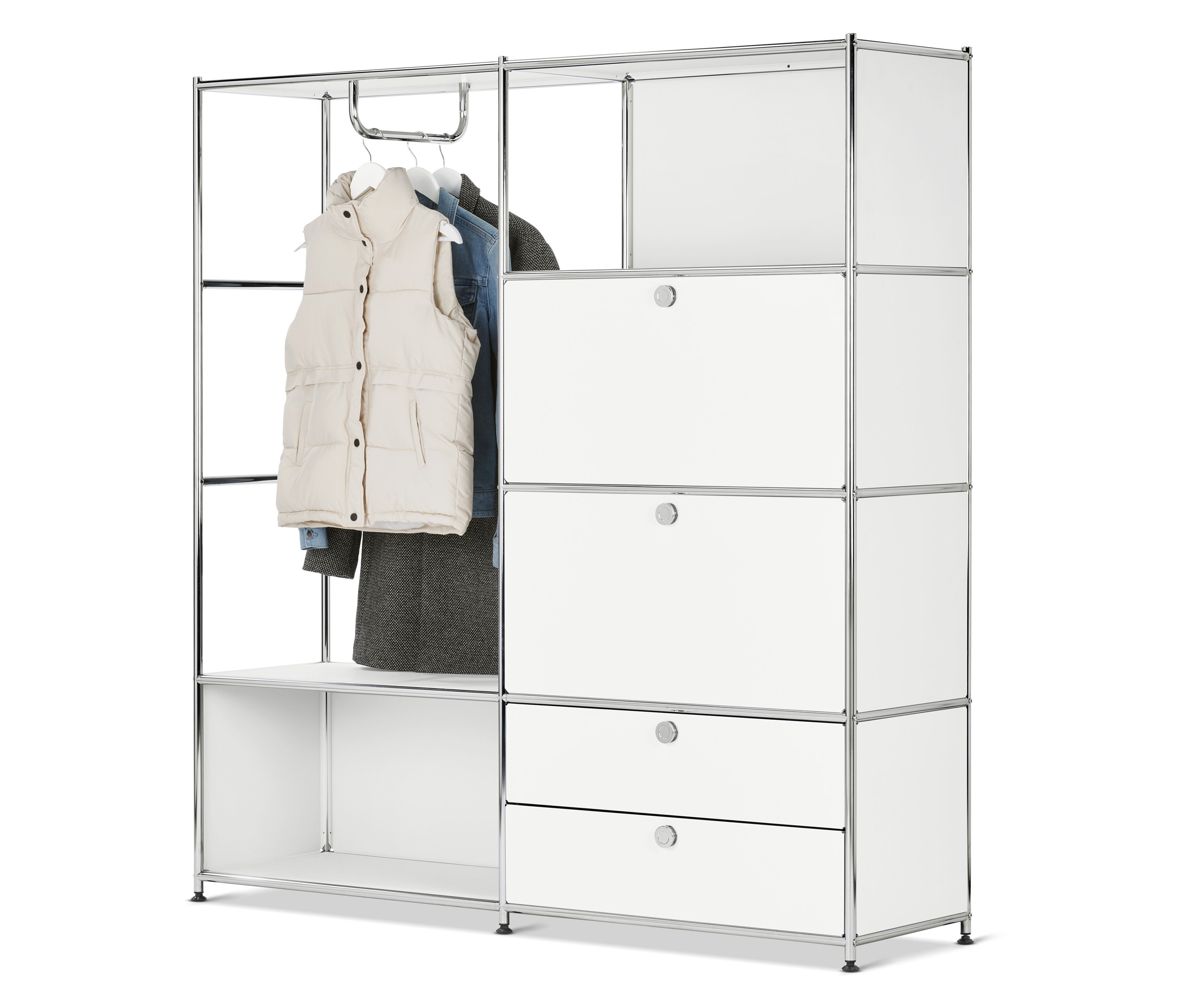 Tchibo - Garderobe Metall »Cn3« mit 2 Klappenfächern und 2 Schubladen - 152x40x158,5cm - chrom - Stahl / Aluminium / Kunststoff