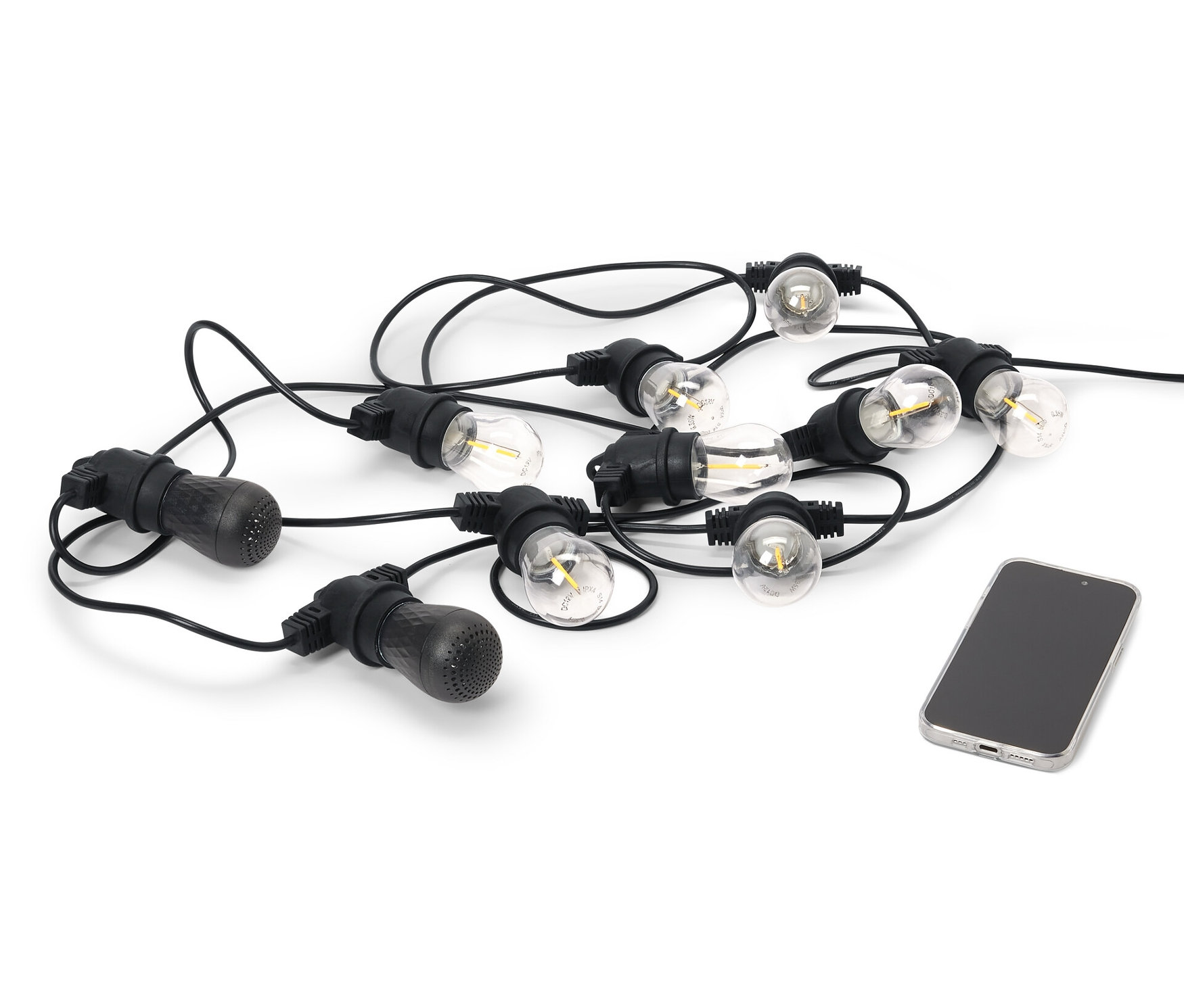 Tchibo - LED-Outdoor-Lichterkette mit 2 Bluetooth®-Lautsprechern - schwarz