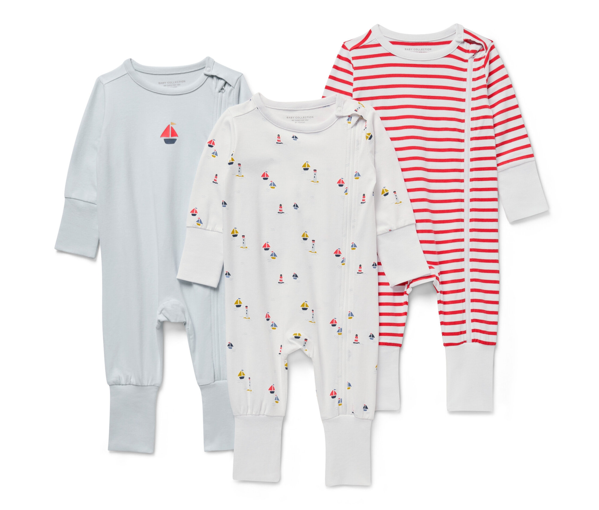 Tchibo - 3 Baby-Pyjamas - Baby - Gr. 74/80 - hellblau/print
