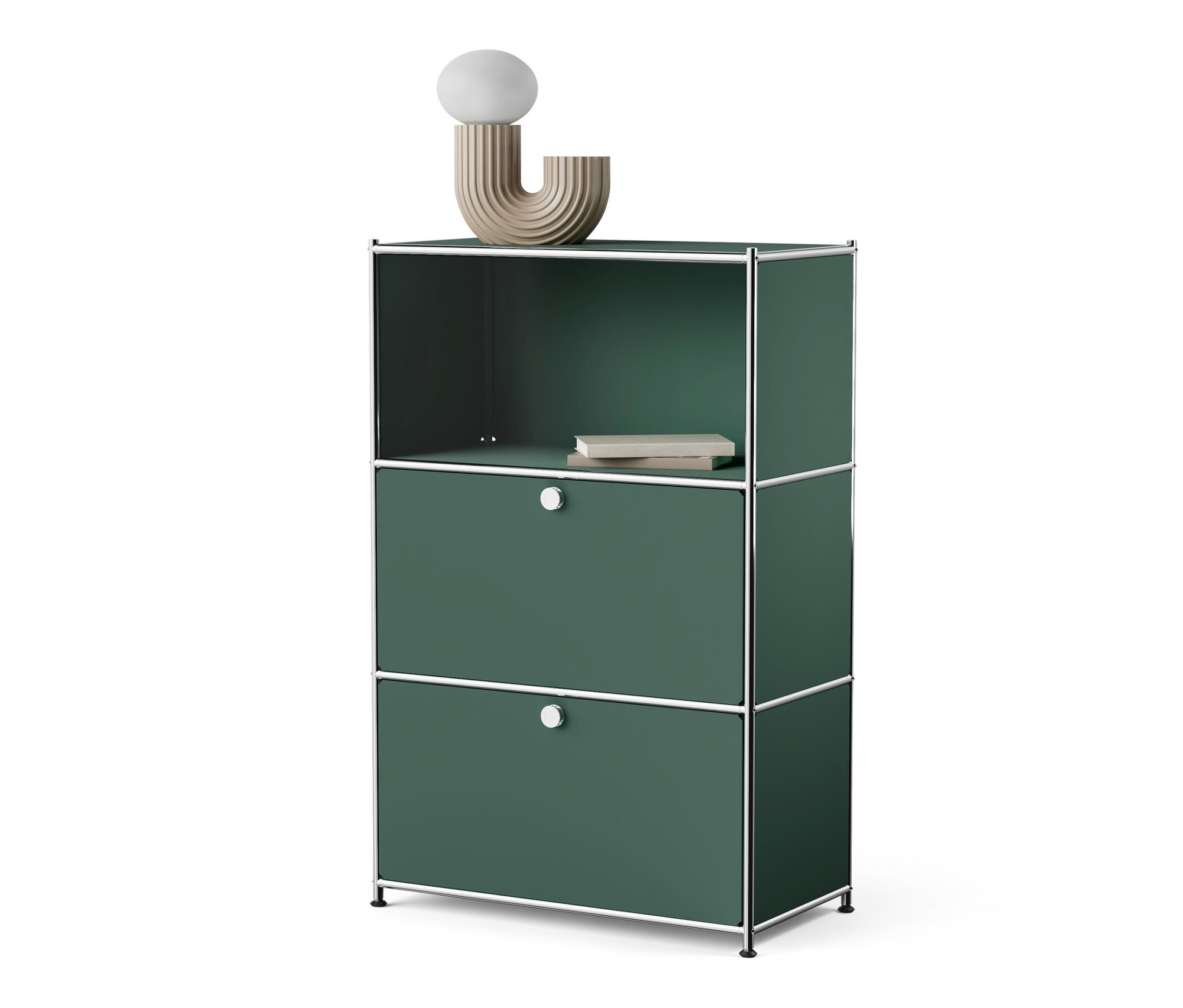 Tchibo - Kommode Metall »Cn3« mit zwei Klappenfächern - 77x40x120,5cm - olivgrün - Stahl / Aluminium / Kunststoff