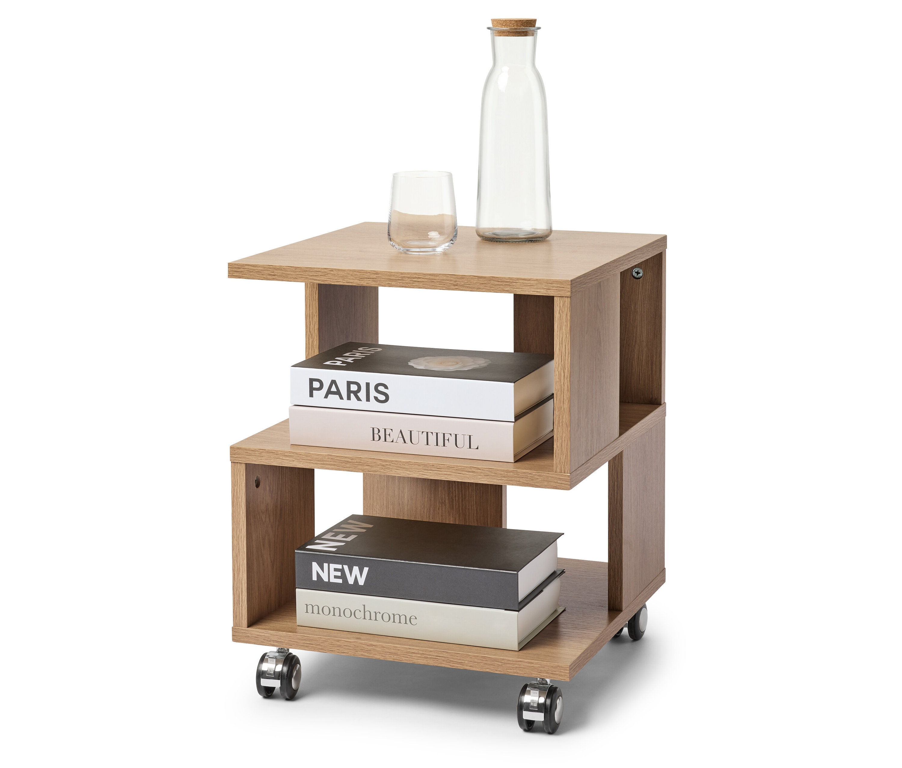 Tchibo - Couchtisch in Holzoptik auf Rollen - 40x40x50cm - hellbraun - Holz / Kunststoff