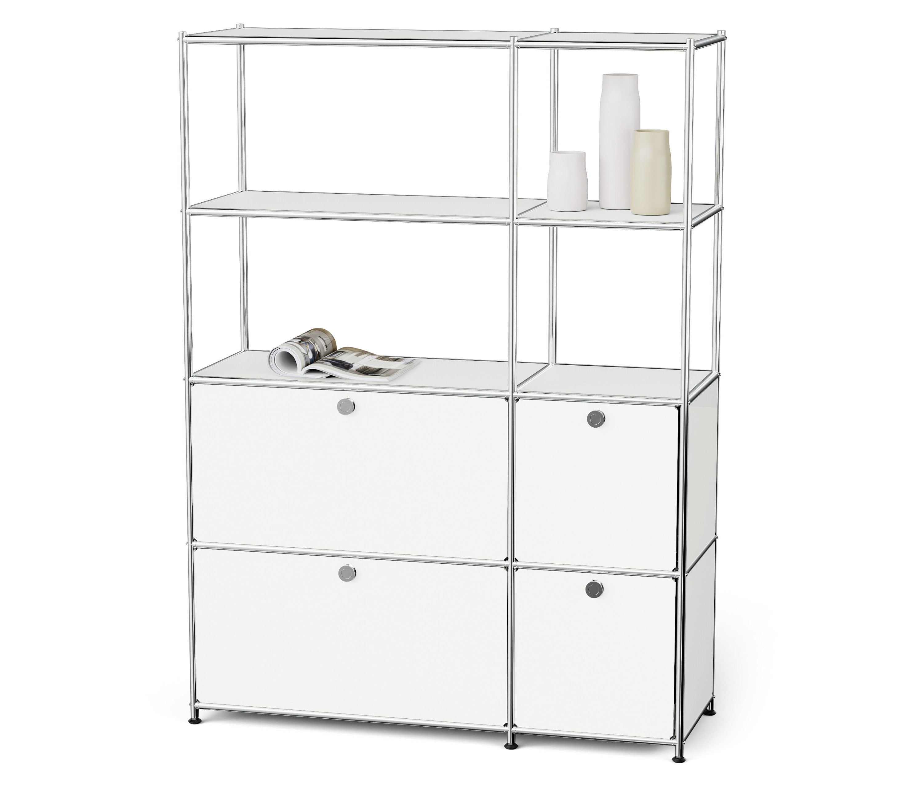 Tchibo - Regal Metall »Cn3« mit 4 Klappenfächern - 116x40x158,5cm - chrom - Stahl / Aluminium / Kunststoff