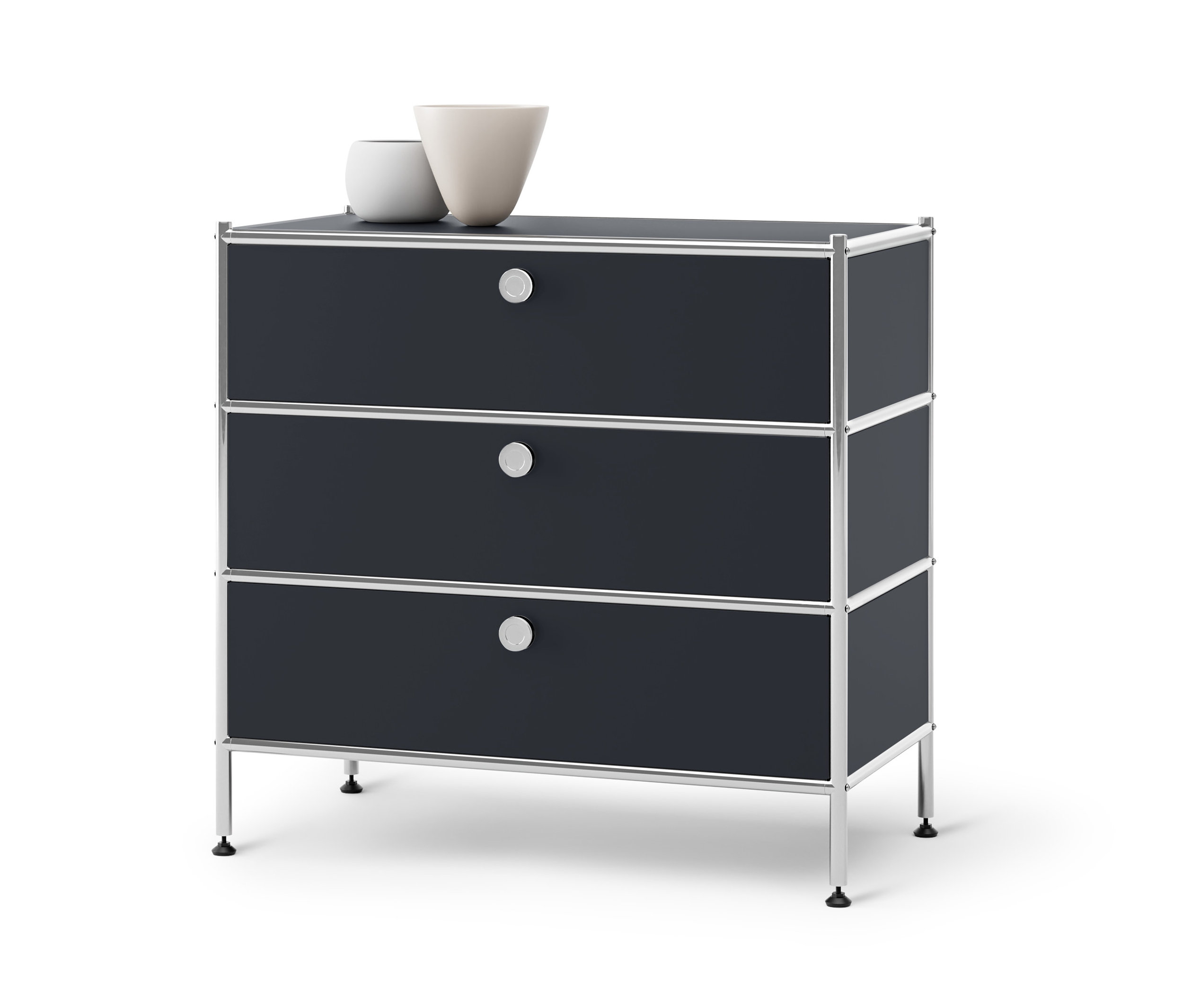 Tchibo - Kommode Metall »Cn3« mit 3 Schubladen - 77x40x73,5cm - schwarz - Stahl / Aluminium / Kunststoff