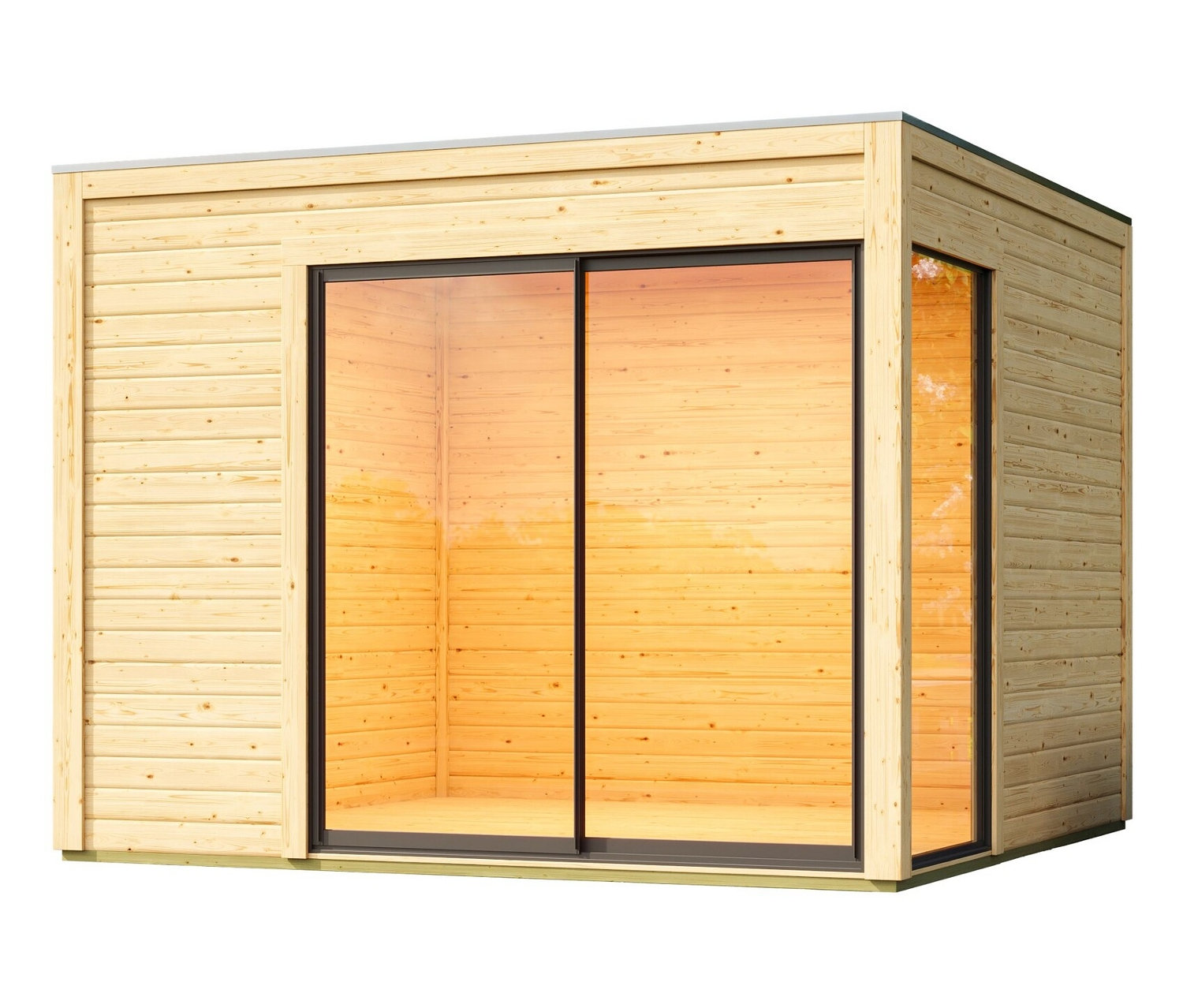 Karibu modernes Gartenhaus mit Schiebetür »Noelia« - 308x308x242cm - anthrazit - Fichtenholz / Aluminium