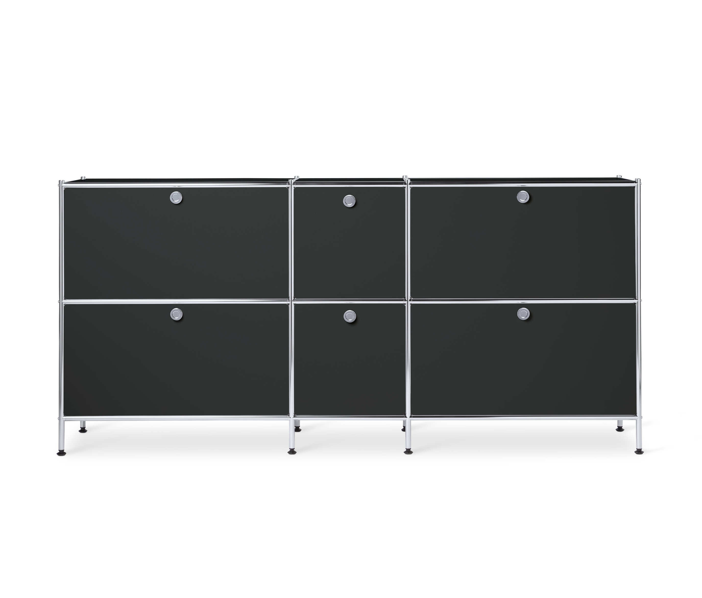 Tchibo - Sideboard Metall »Cn3« groß mit 6 Klappenfächern - 190x40x89,5cm - schwarz - Stahl / Aluminium / Kunststoff