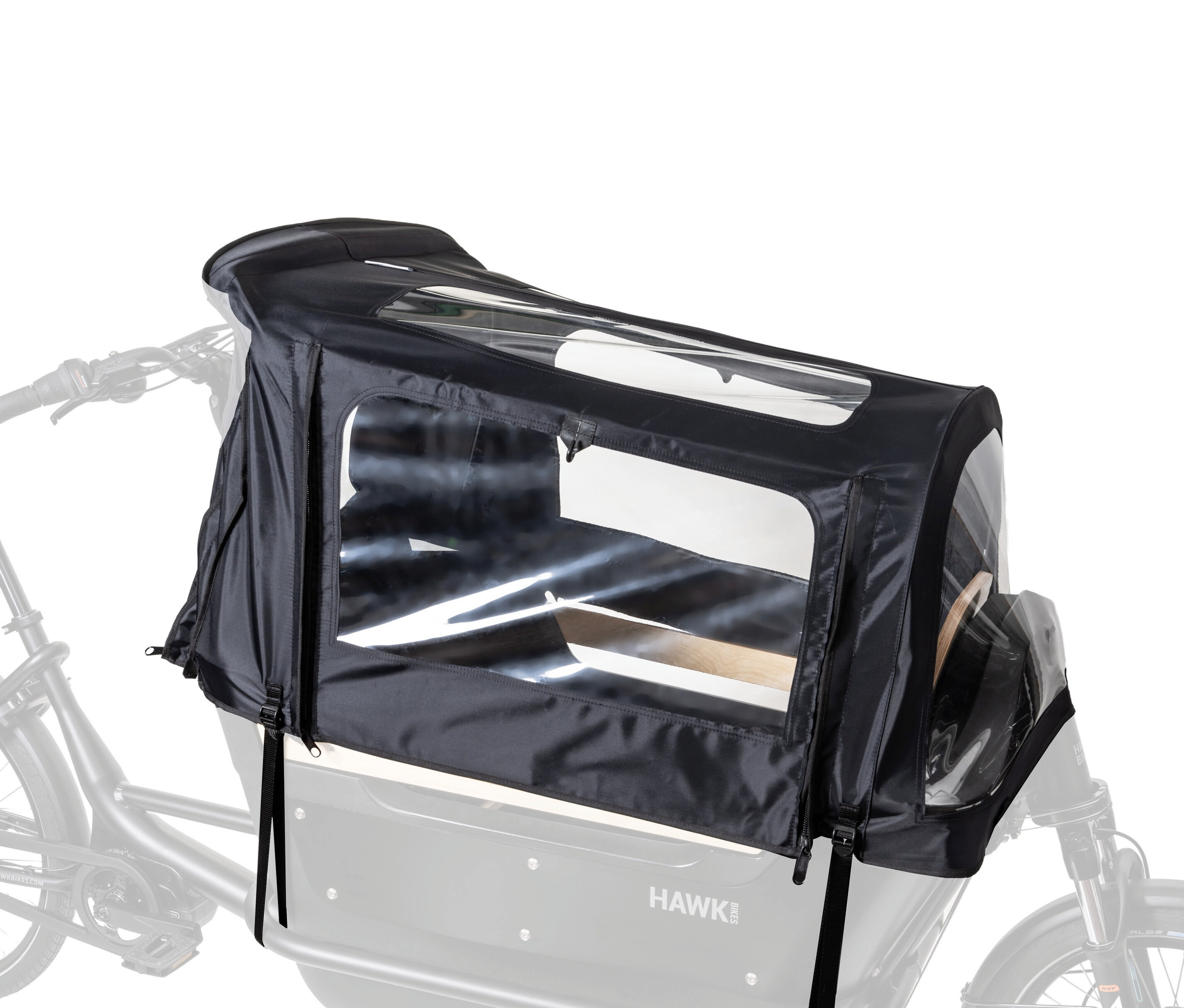 Hawk Regenverdeck für E-Cargo 2.2 Bafang - schwarz