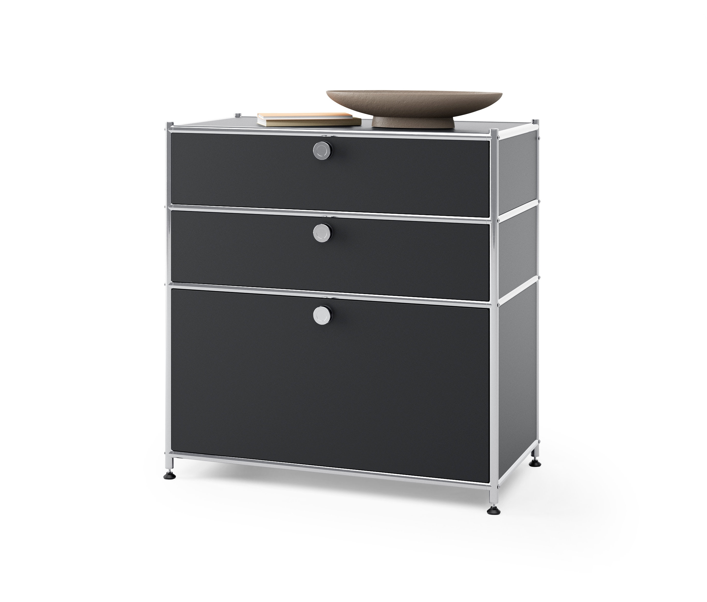 Tchibo - Kommode Metall »Cn3« mit 3 Schubladen - 77x40x84,5cm - schwarz - Stahl / Aluminium / Kunststoff