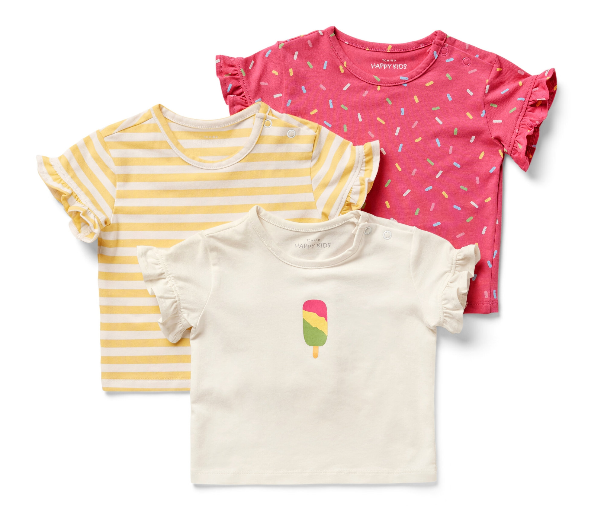 Tchibo - 3 Baby-T-Shirts - Baby - Gr. 62/68 - creme