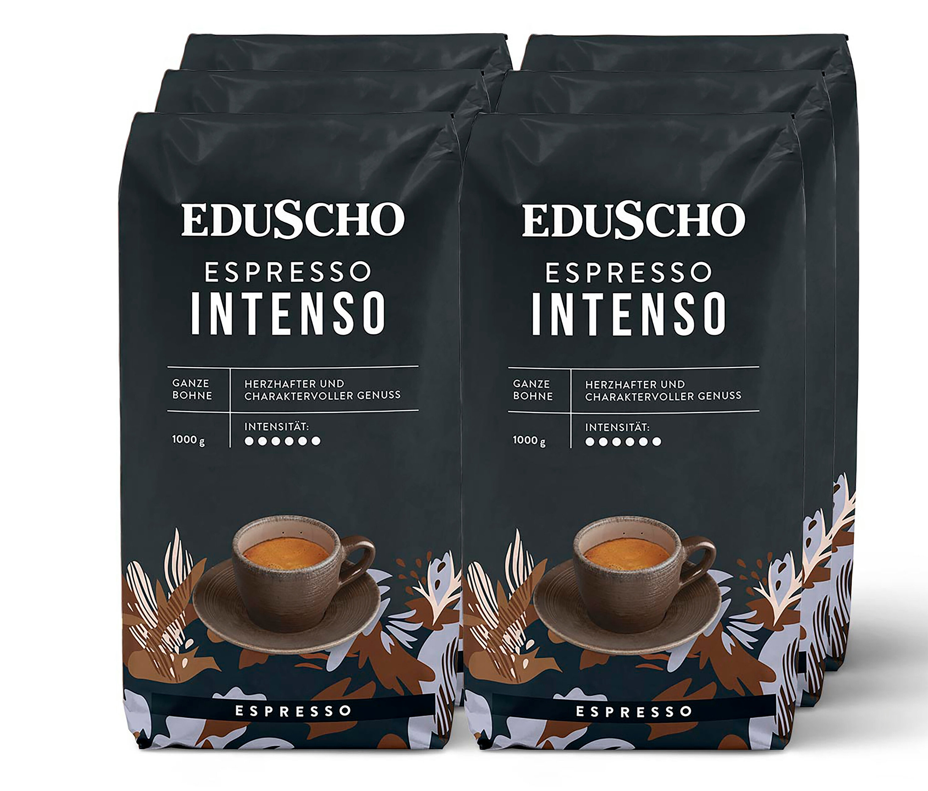 Eduscho Espresso Intenso - 6 x 1 kg Ganze Bohne - Intensität: 5/5