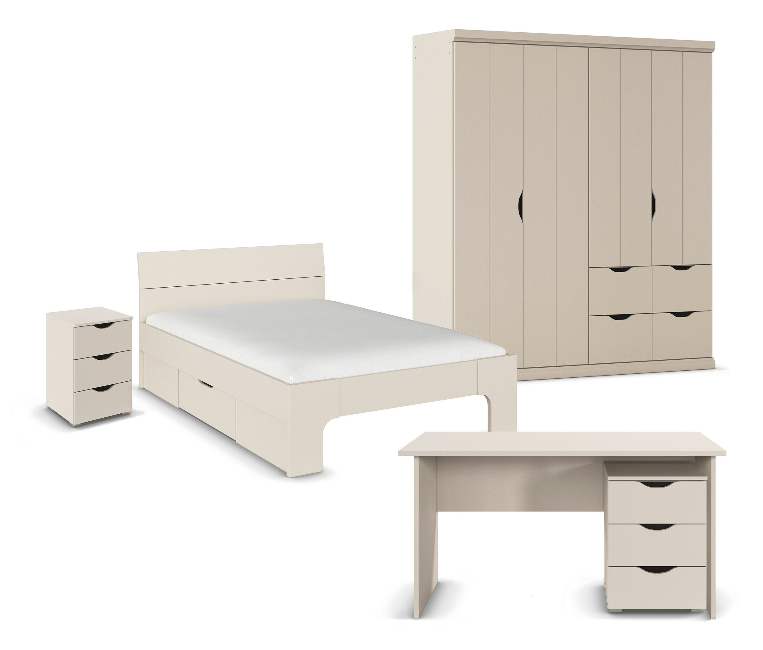 rauch Set »Frieda« mit Bett - 181x56x203cm - beige - Holz / Holz