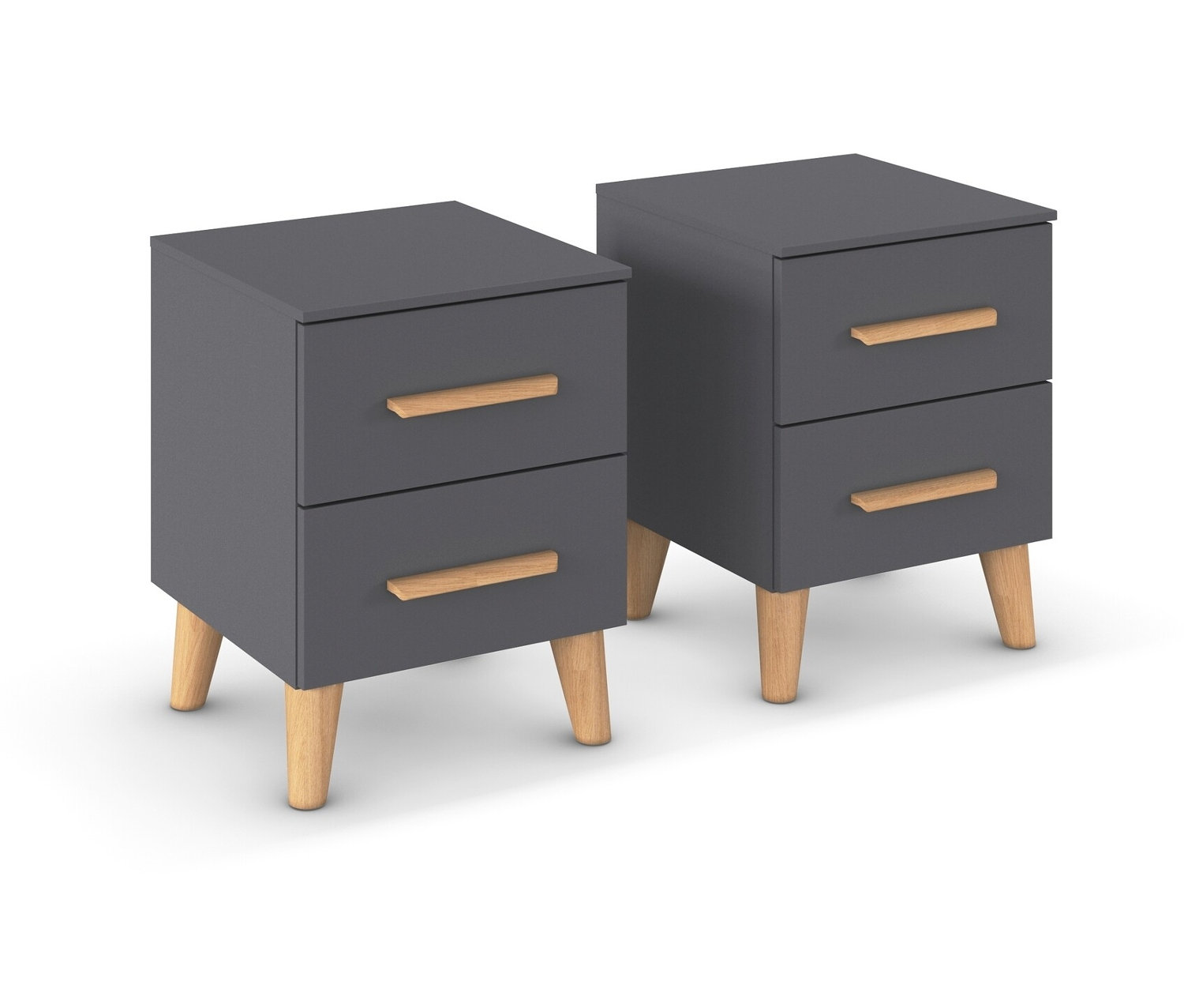 rauch Nachttisch-Paar »Skandi« - 40x42x53cm - grau - Holz / Holz