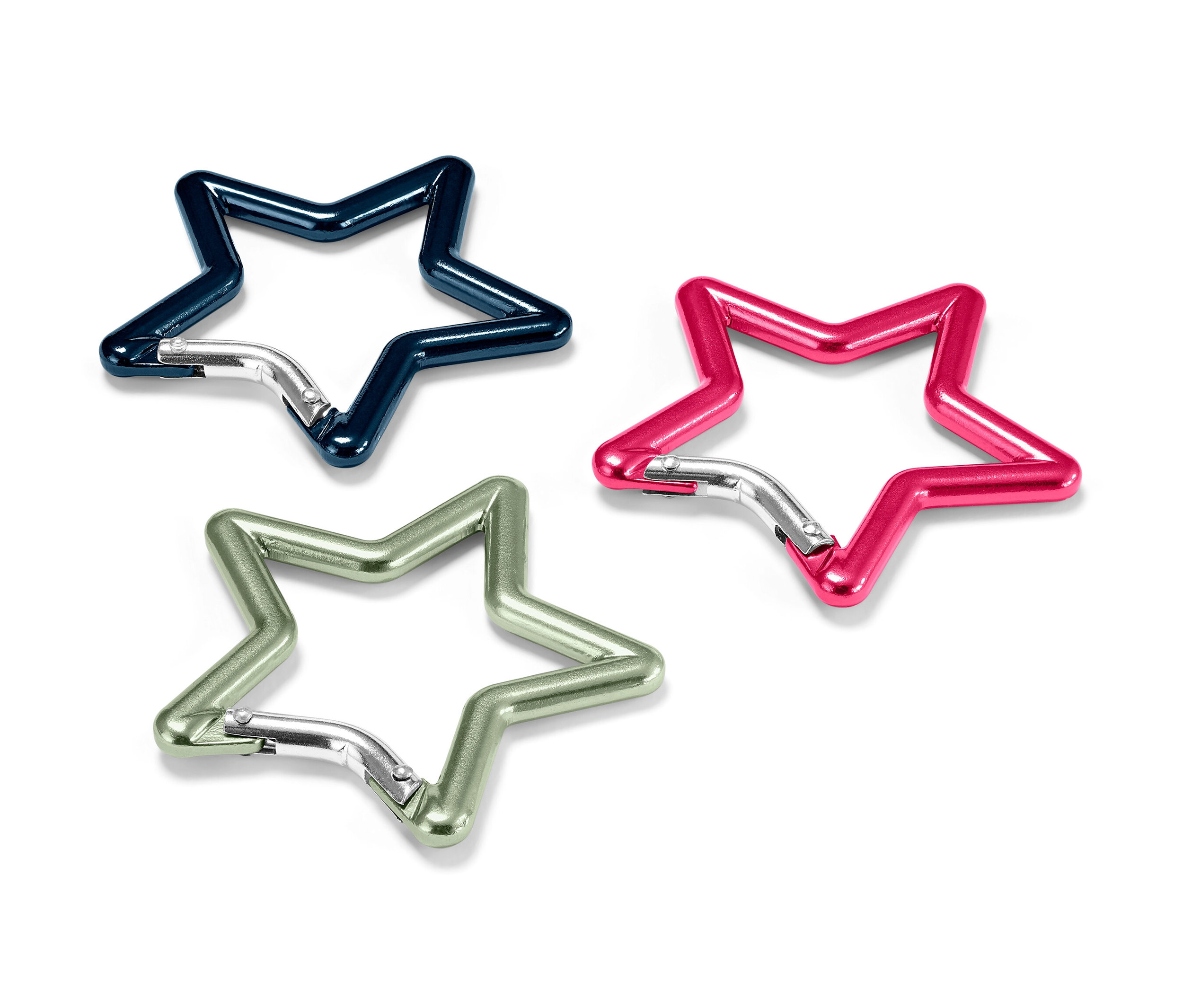 Tchibo - 3 Karabinerhaken »Stern« - mehrfarbig