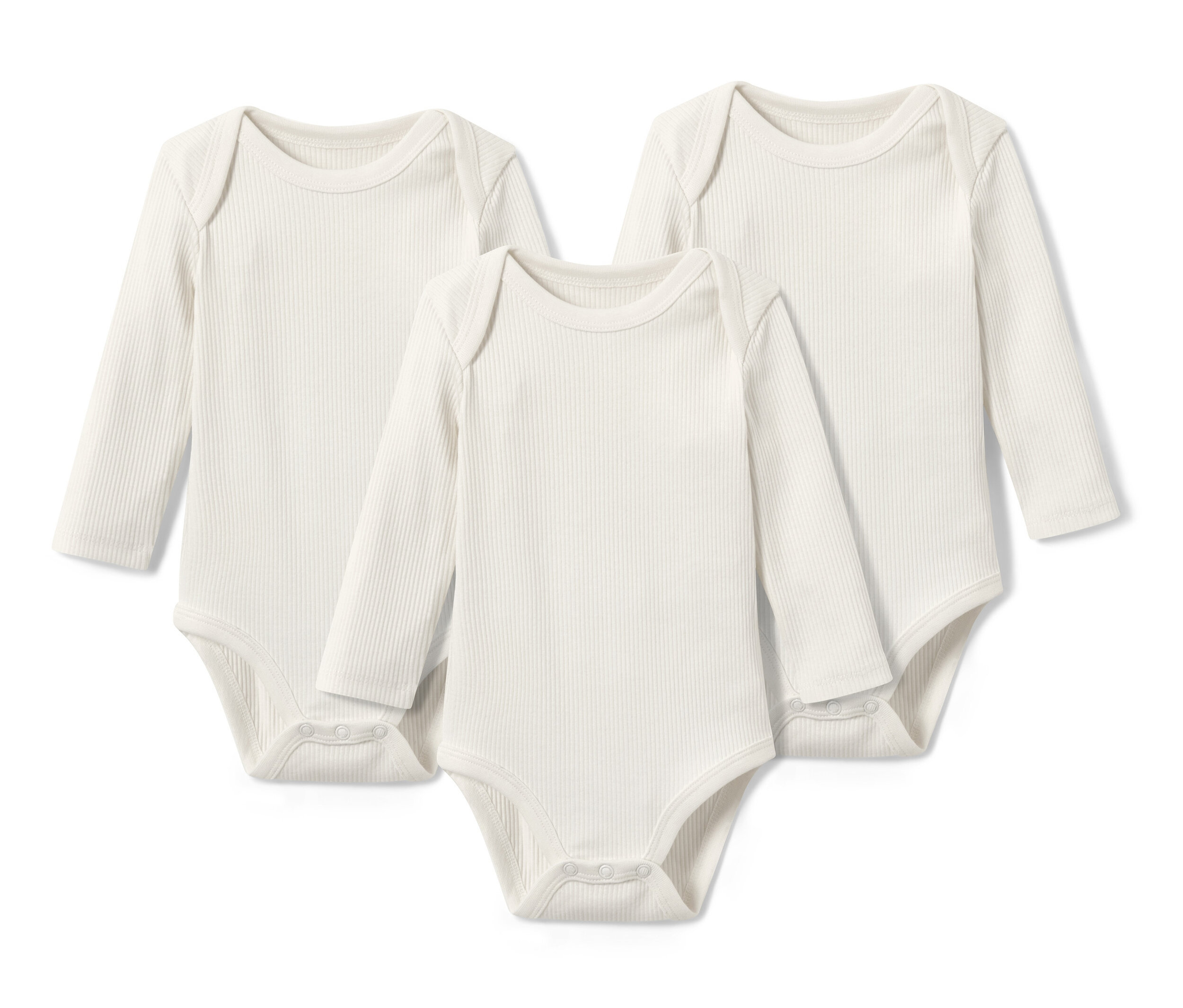 Tchibo - 3 Baby-Ripp-Langarmbodys - Baby - Gr. 62/68 - offwhite