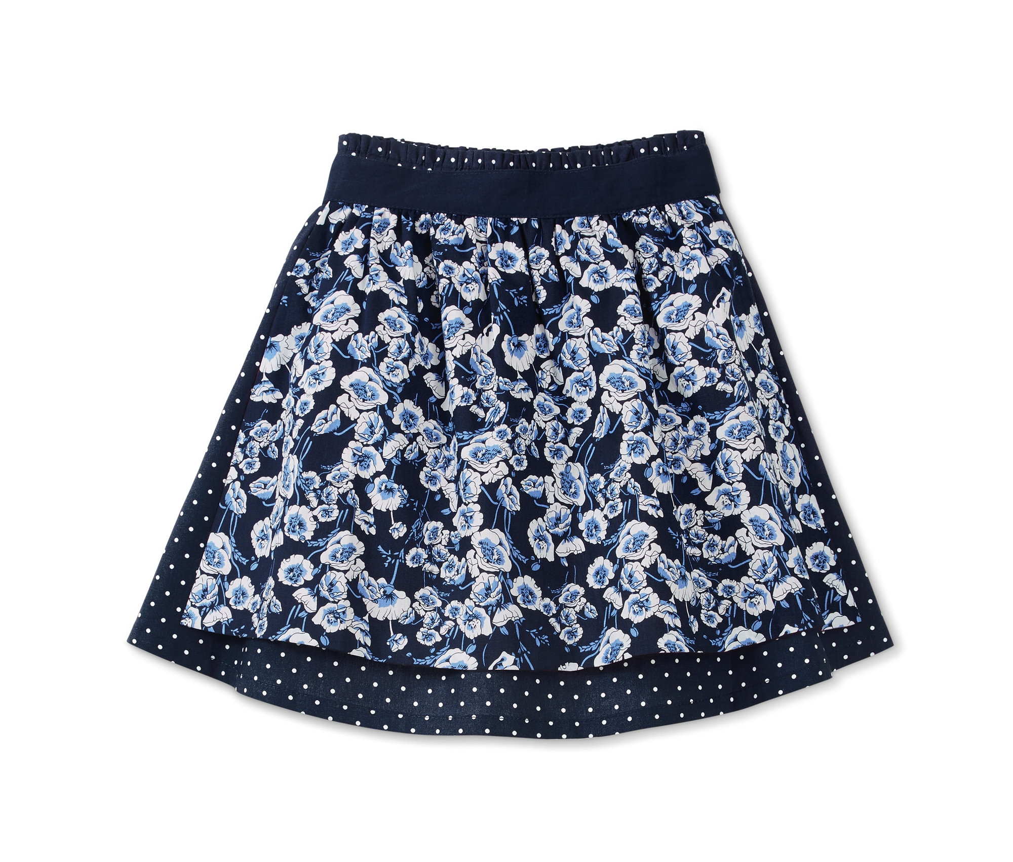 Tchibo - Rock mit Wendeschürze - Mädchen - Gr. 110/116 - dunkelblau/gepunktet