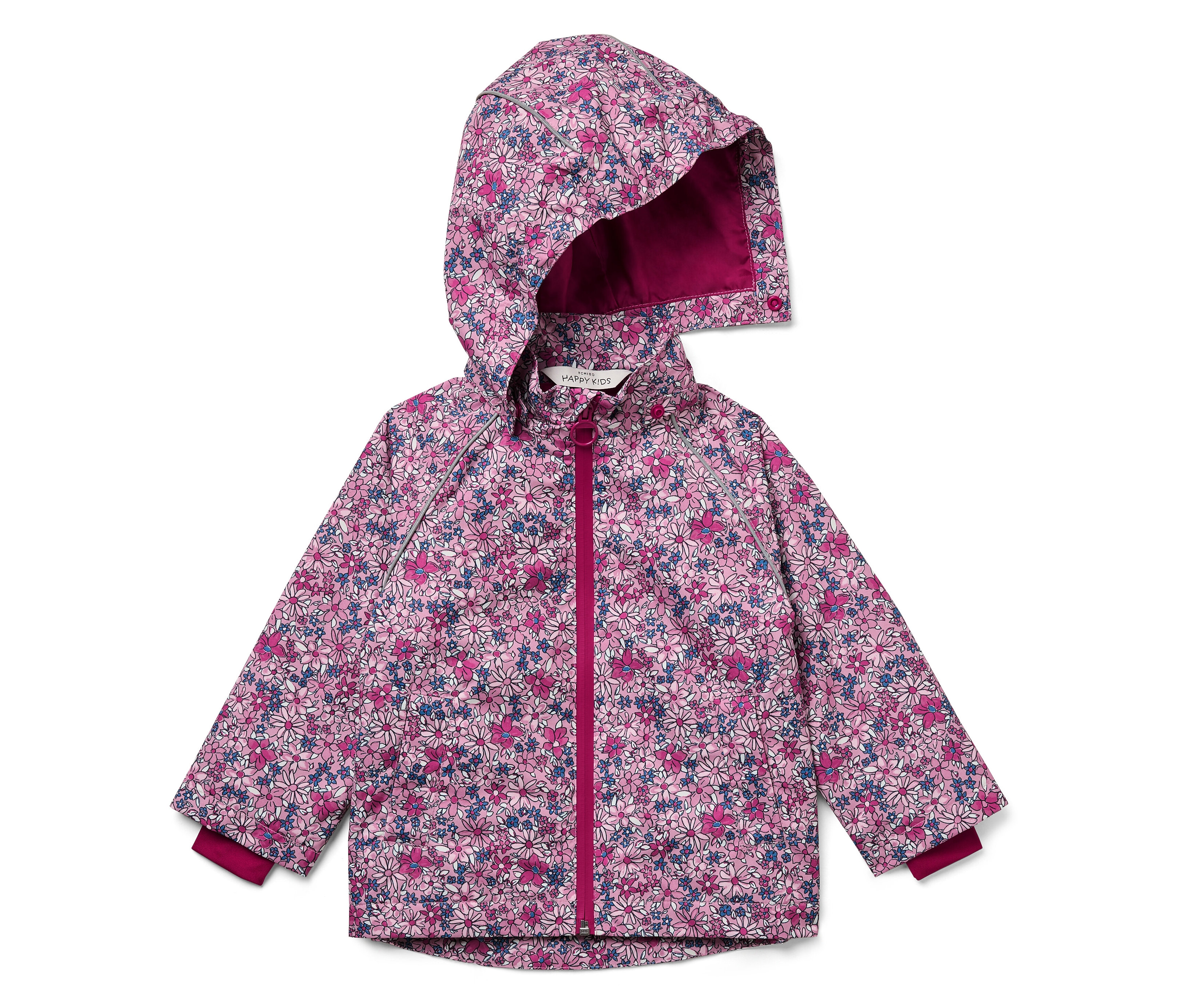 Tchibo - Kinder-Thermo-Regenjacke - Mädchen - Gr. 86/92 - rosa/geblümt