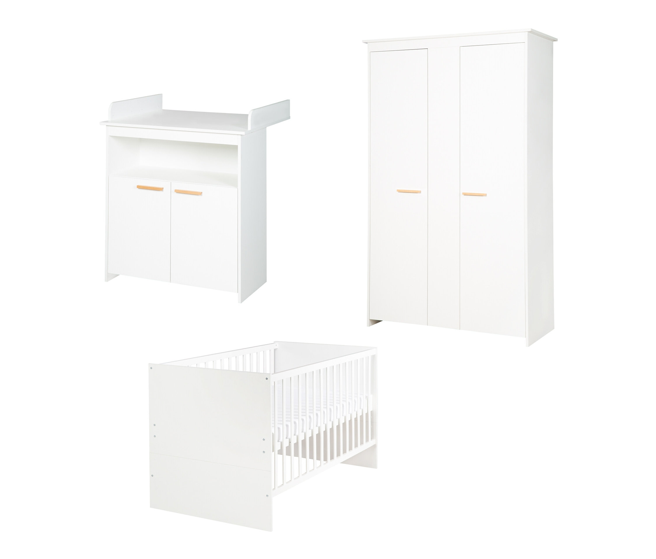 roba »Anton« Kinderzimmerset Bett - 78,5x142x80cm - weiß - Holz / Buchenholz