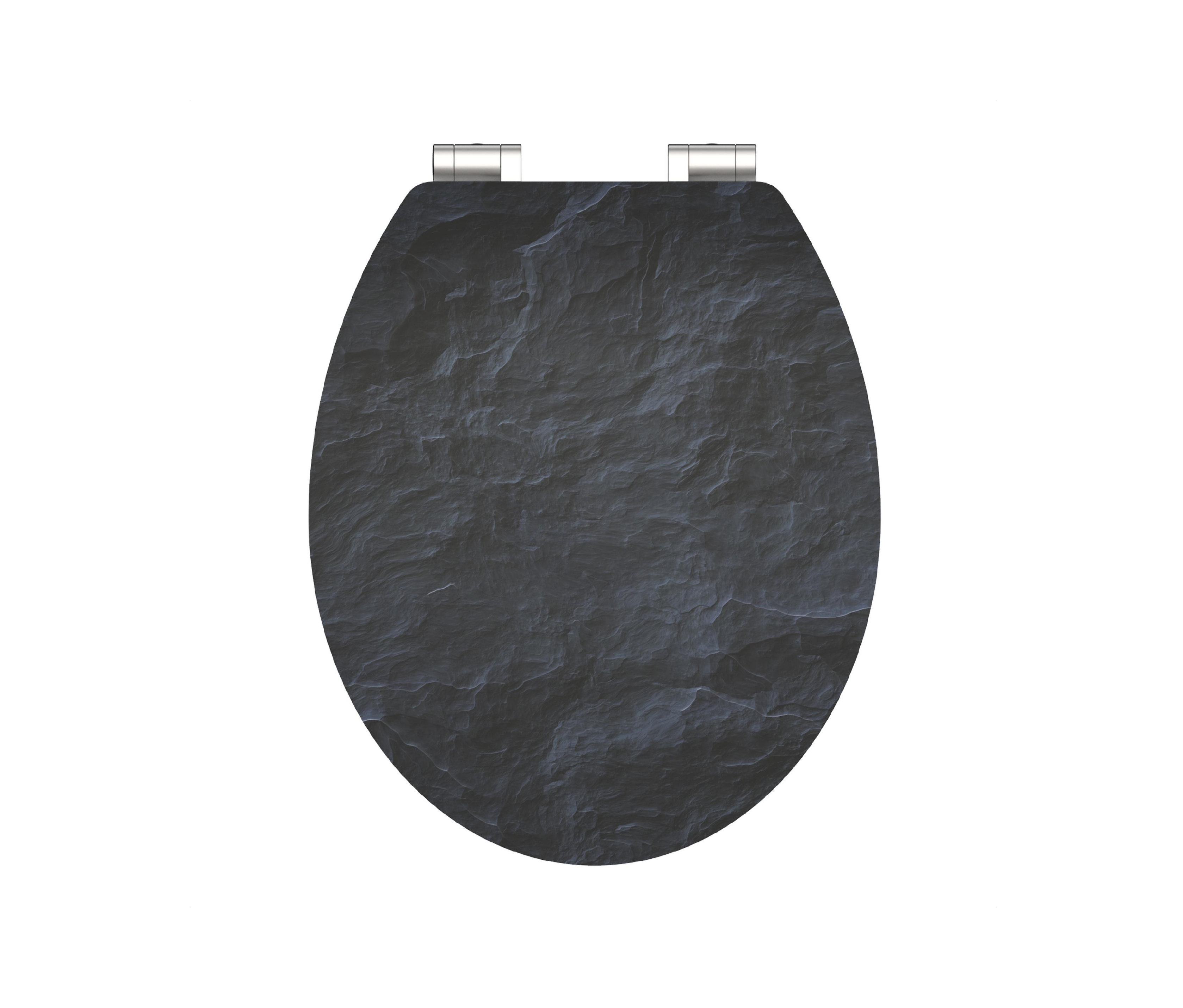 Schütte MDF High-Gloss WC-Sitz mit Absenkautomatik »Black Stone« - weiß