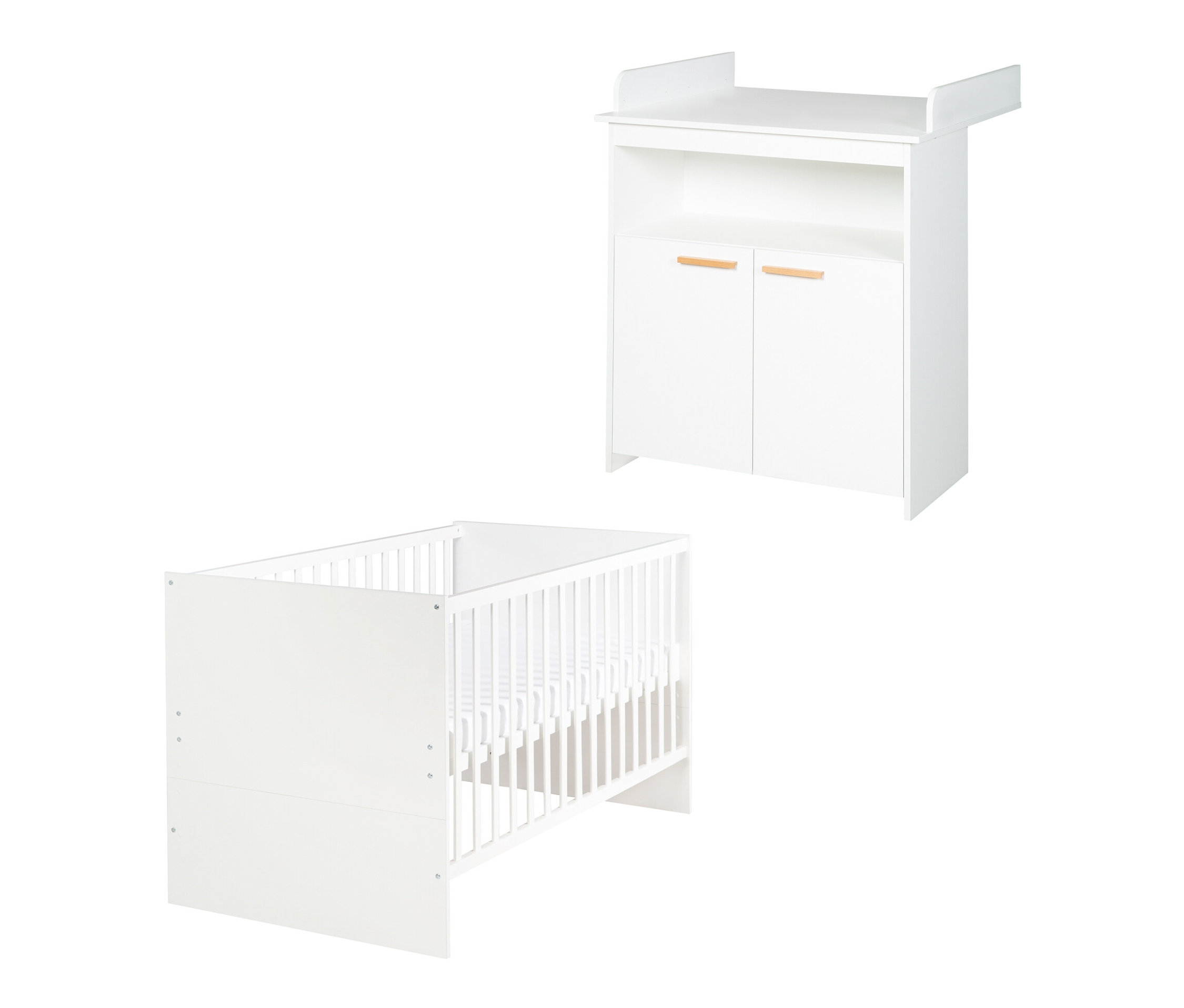 roba »Anton« Kinderzimmerset mit Bett und Wickelkommode - 78,5x142x80cm - weiß - Holz / Holz
