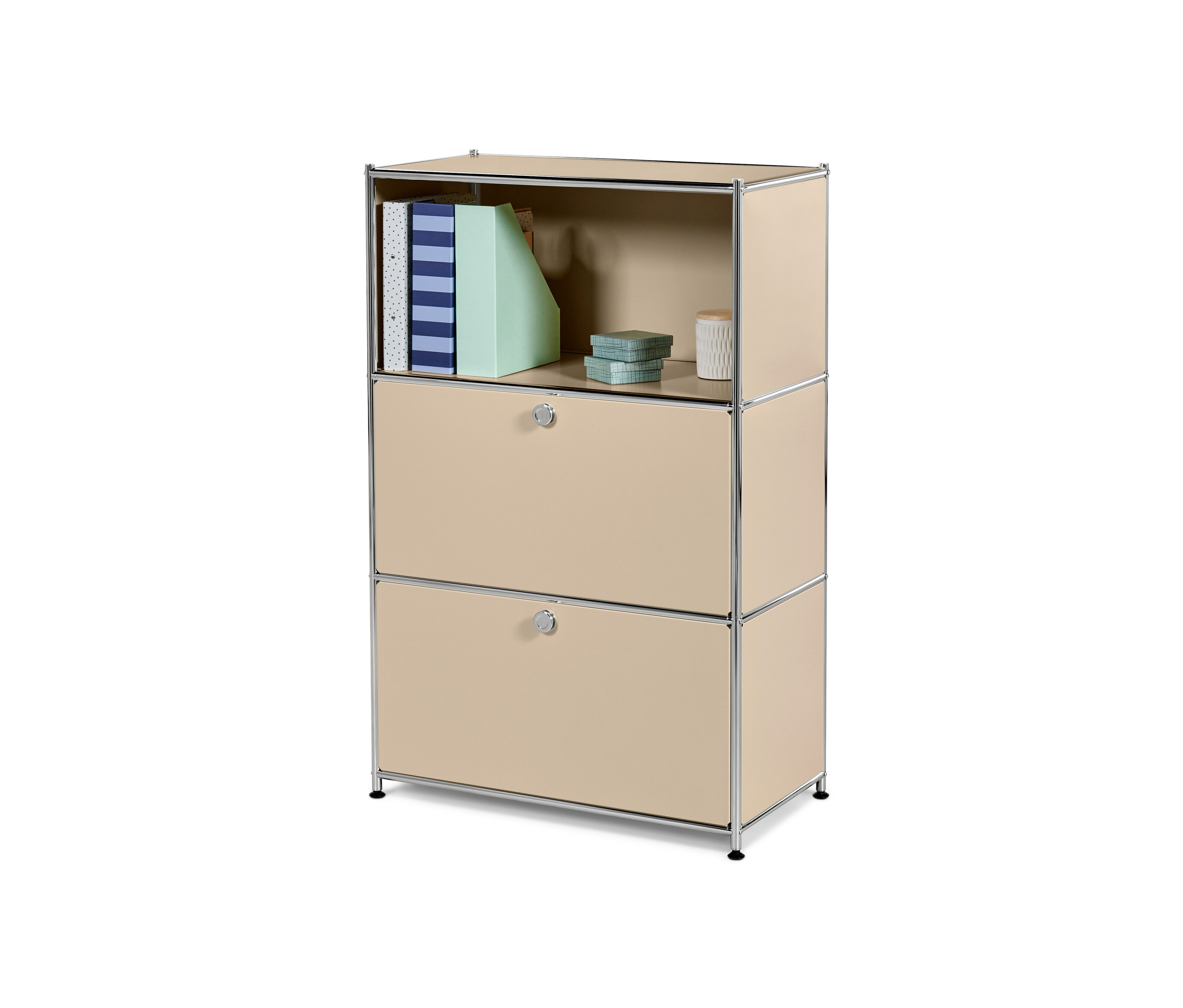Tchibo - Kommode Metall »Cn3« mit 2 Klappen - 77x40x120,5cm - beige - Stahl / Aluminium / Kunststoff