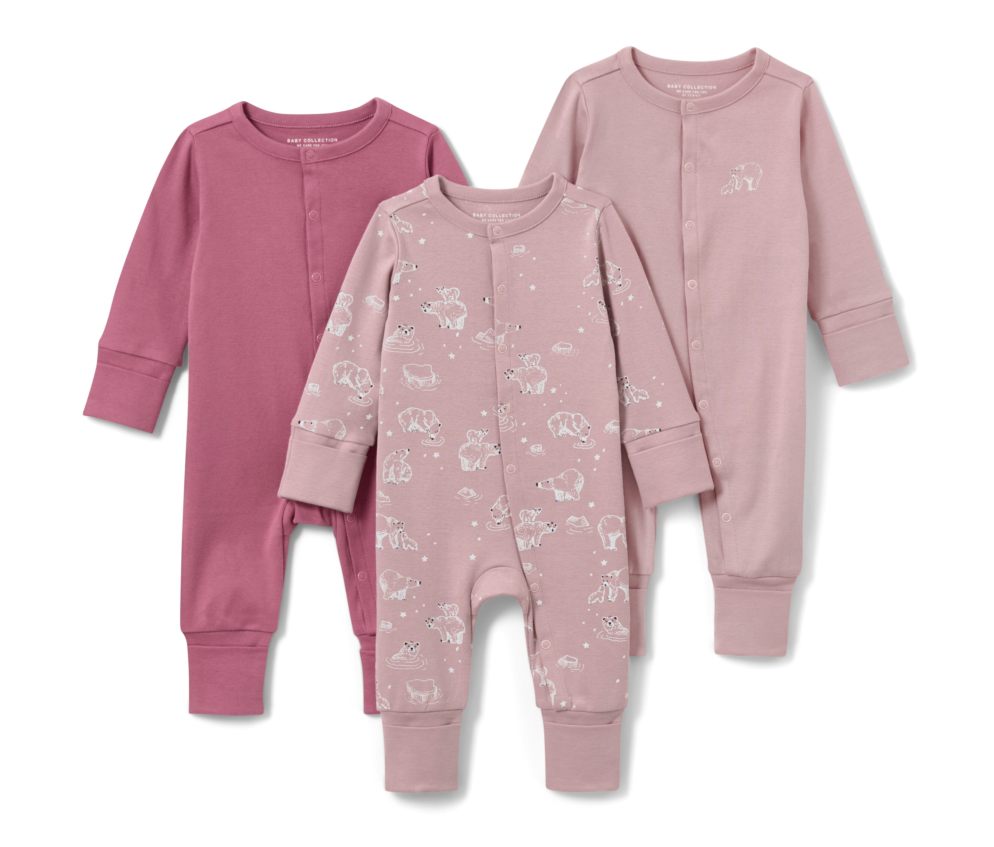 Tchibo - 3 Baby-Pyjamas - Baby - Gr. 74/80 - creme