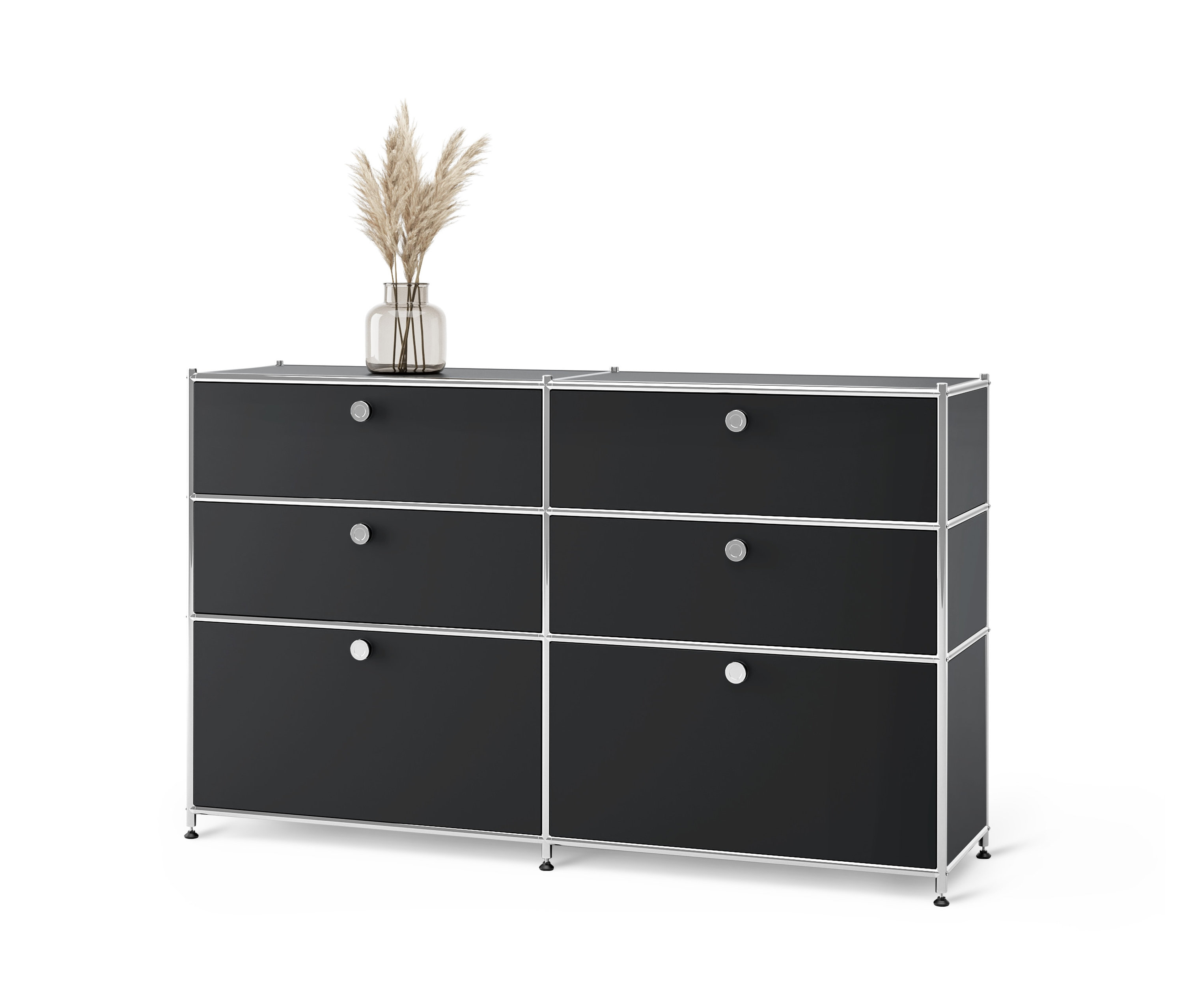 Tchibo - Kommode Metall »Cn3« mit 6 Schubladen - 152x40x84,5cm - schwarz - Stahl / Aluminium / Kunststoff