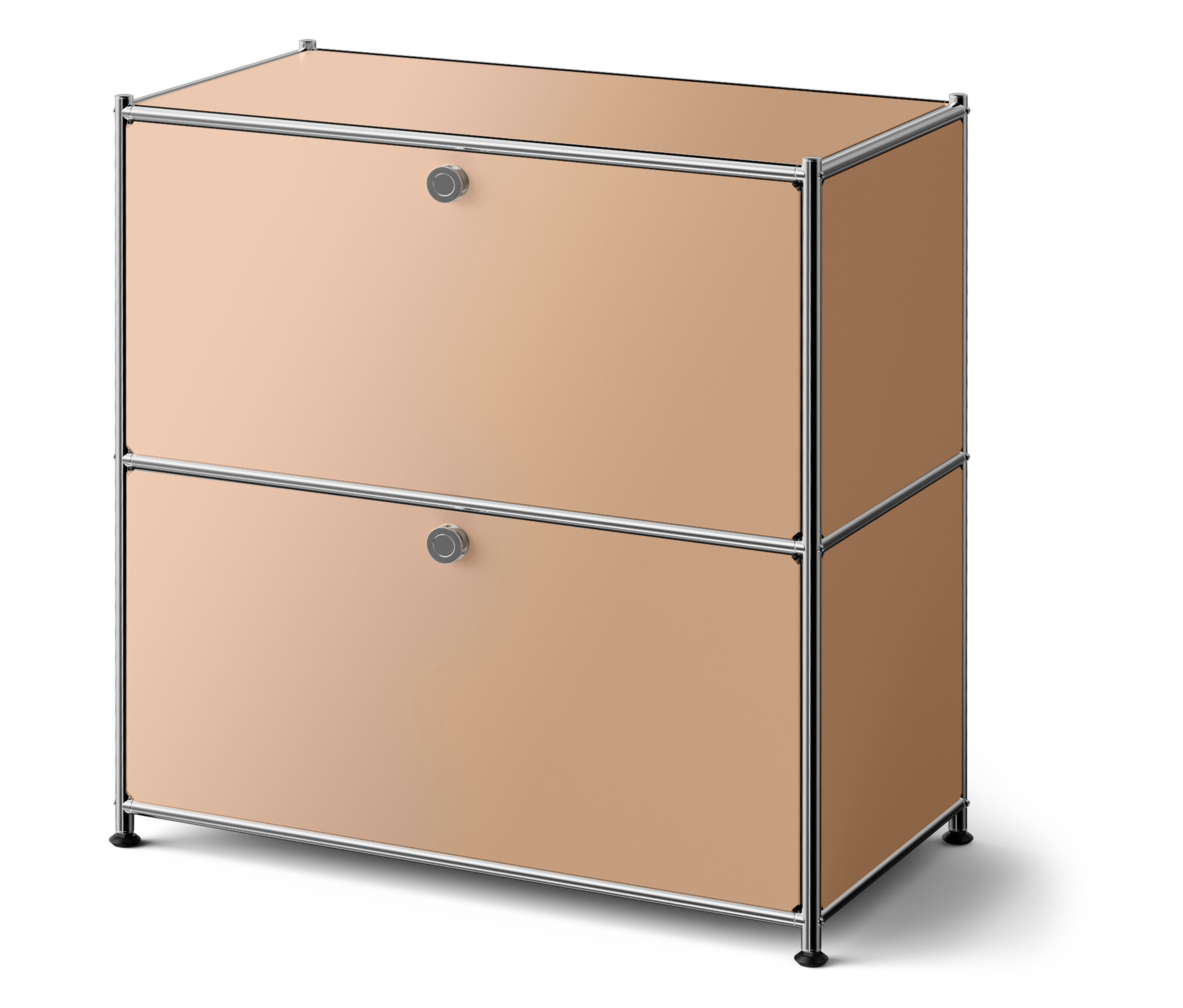 Tchibo - Niedrige Metall-Kommode »Cn3« mit Klappenfächern - 77x40x82,5cm - braun - Stahl / Aluminium / Kunststoff