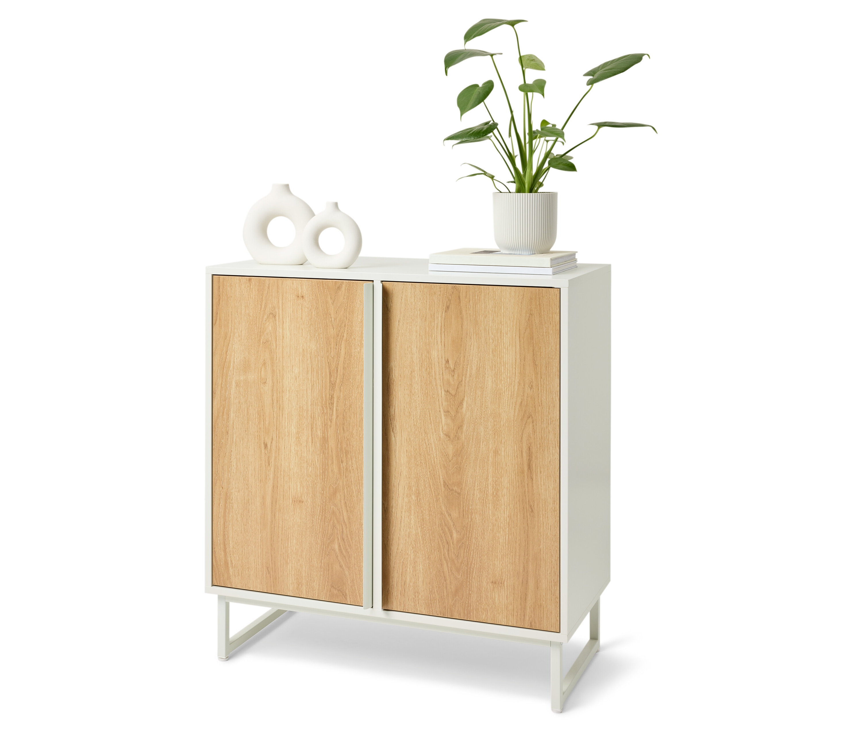 Tchibo - Kommode »Leeg« mit 2 Türen - 80x40x85,5cm - hellgrau - Holz / Stahl