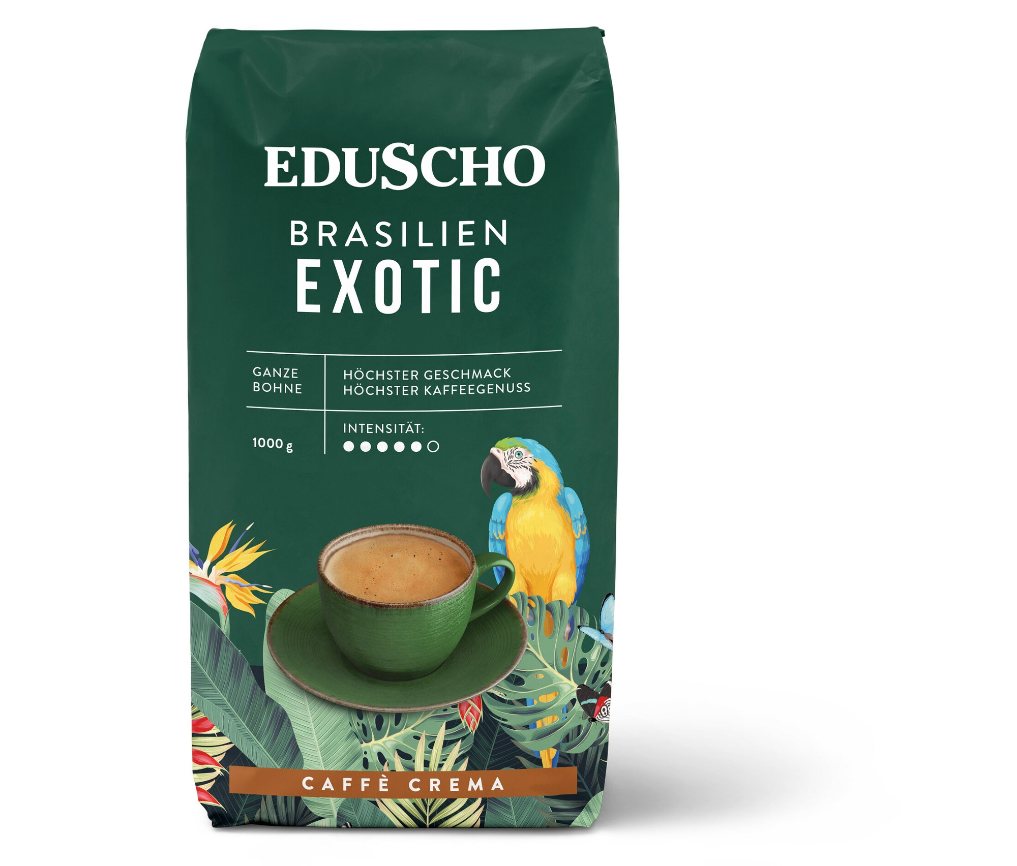 Eduscho Caffè Crema Brasilien Exotic – 1kg Ganze Bohne - Intensität: 5/6
