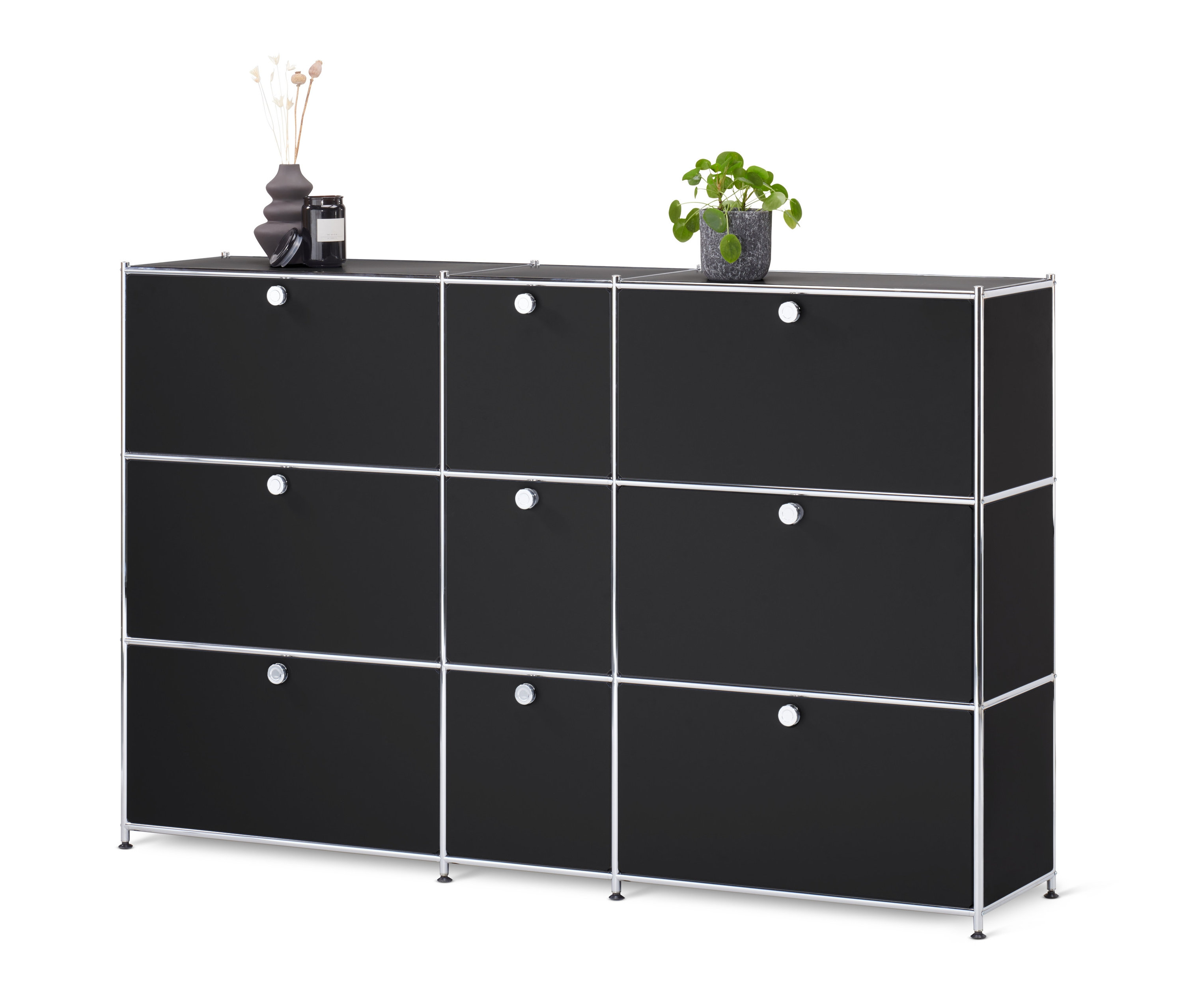 Tchibo - Kommode »Cn3« mit 9 Klappen - 190x40x120,5cm - schwarz - Stahl / Aluminium / Kunststoff