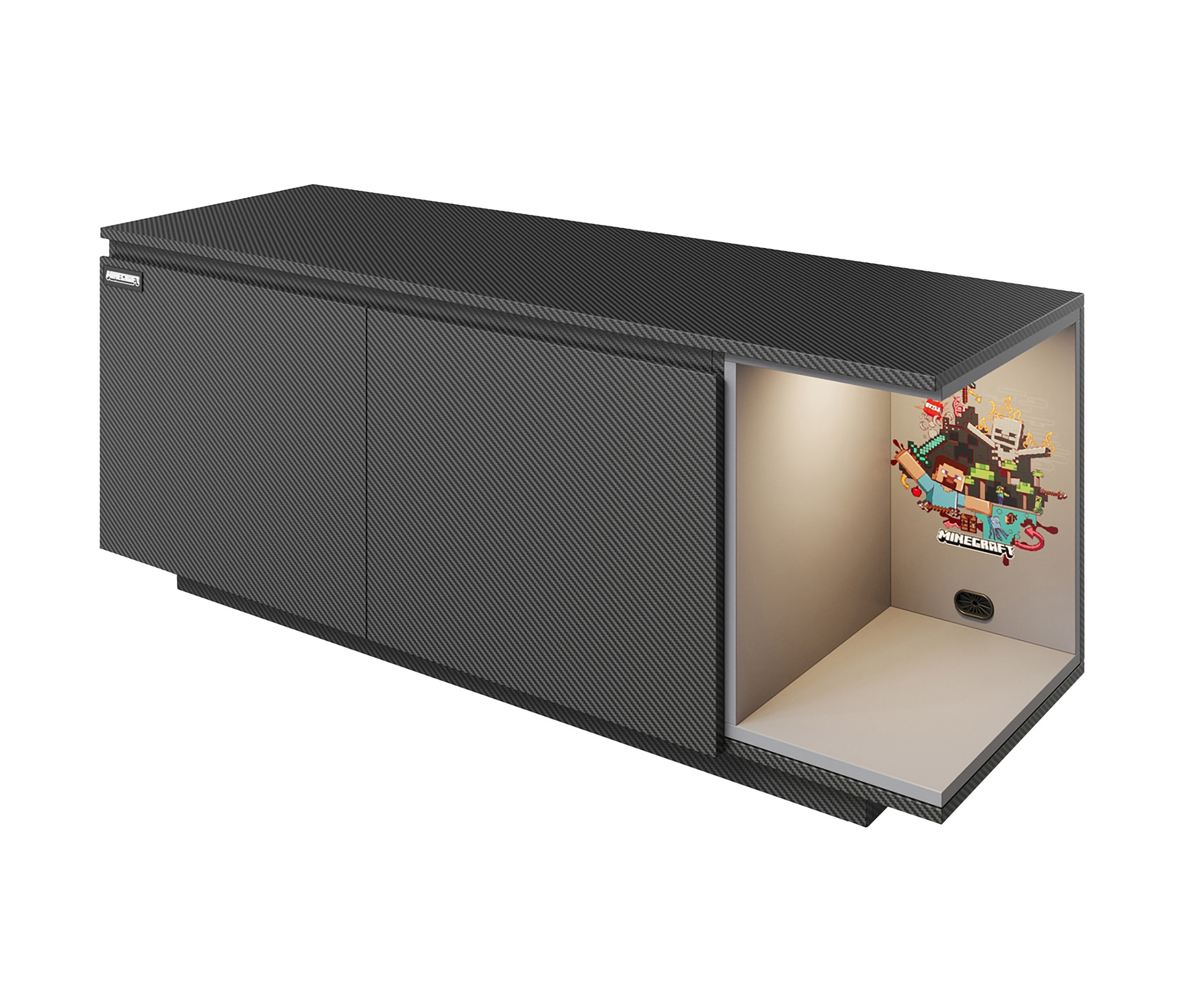 roba Minecraft TV Lowboard - 125x39x50cm - schwarz - Holz / Holz