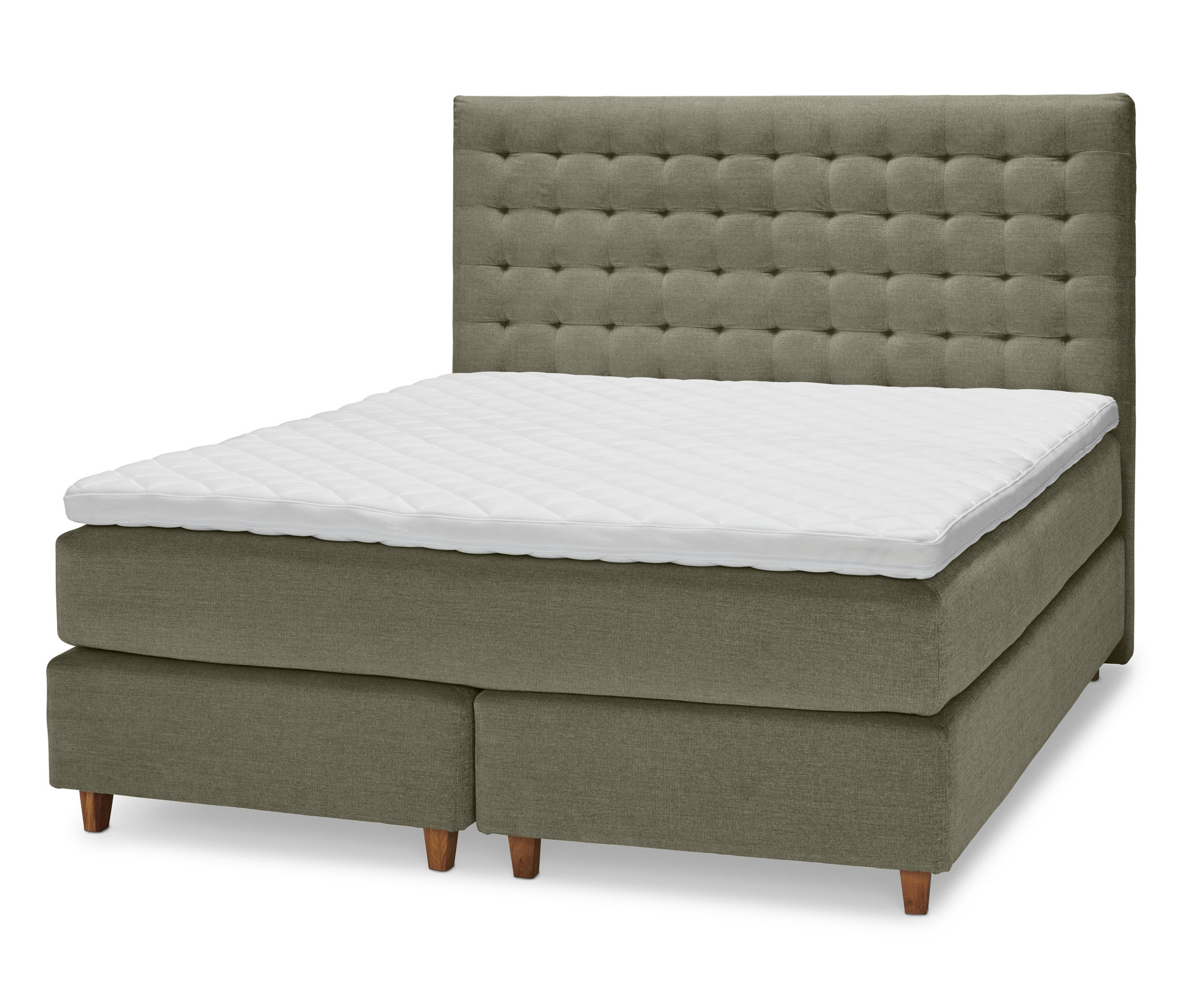 Scapa Boxspringbett - 143x212x141cm - braun - Fichtenholz / Schaumstoff / Polyester