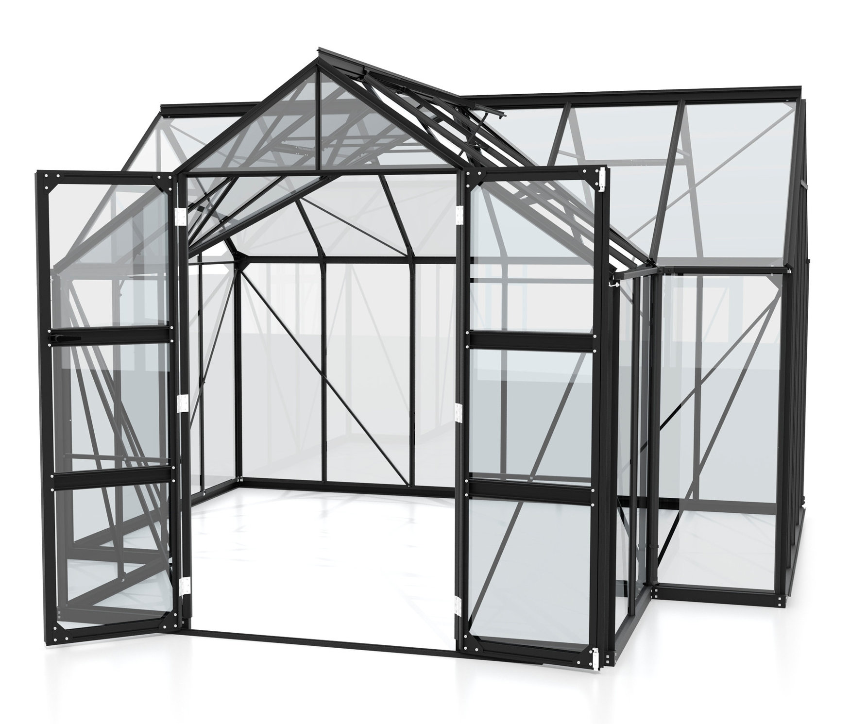 Vitavia Gewächshaus - 383x383x254cm - schwarz - Aluminium / Stahl / Glas