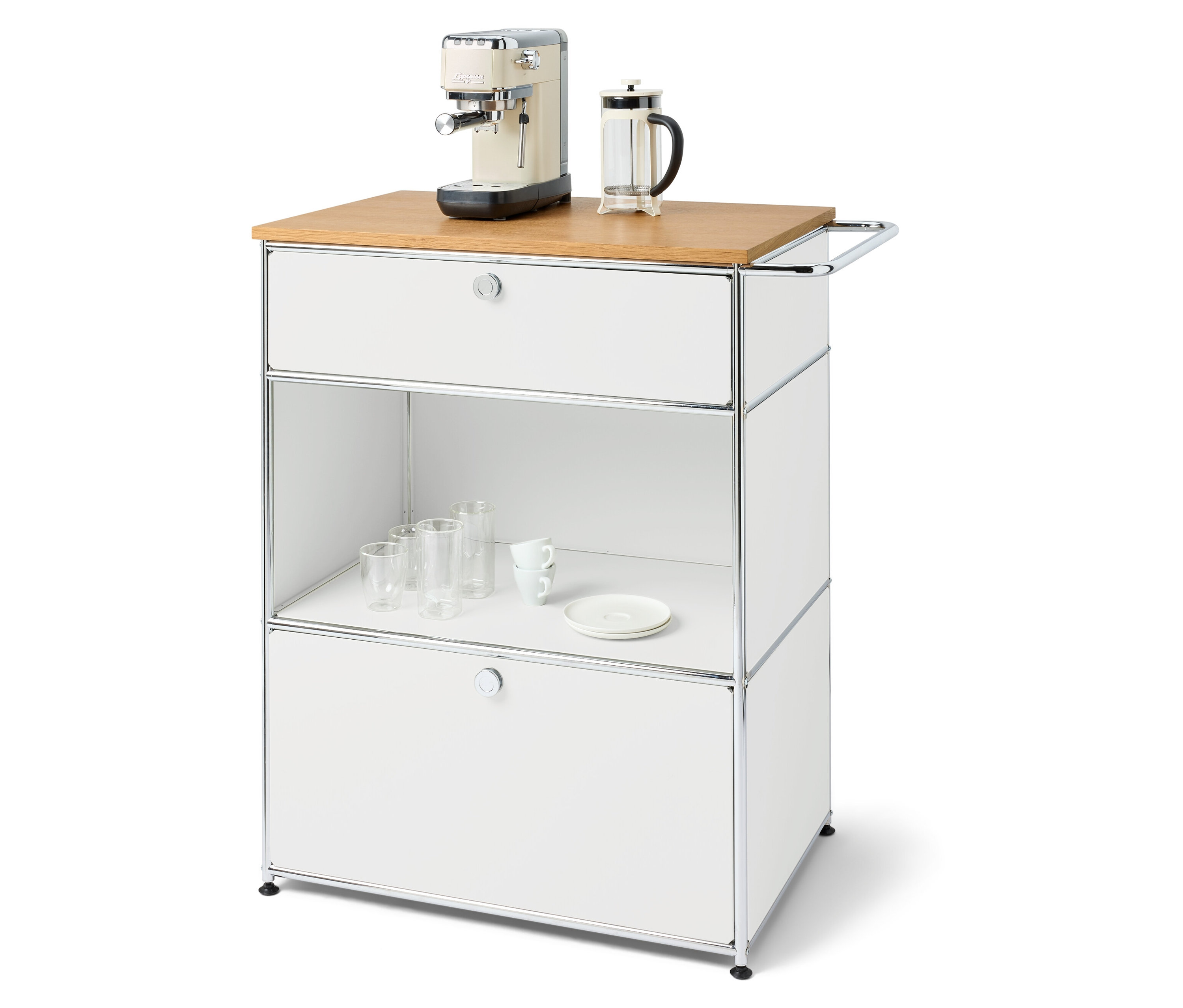 Tchibo - Kaffee-Kommode Metall »Cn3« mit 2 Schubladen - 89x52,5x102cm - hellbraun - Stahl / Aluminium / Kunststoff