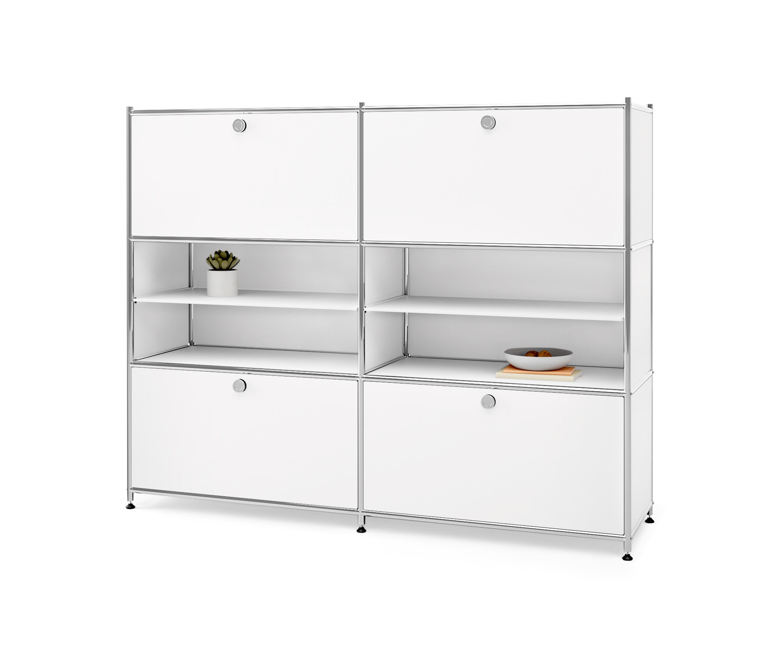 Tchibo - Kommode Metall »Cn3« mit 4 Klappenfächern - 152x40x120,5cm - chrom - Stahl / Aluminium / Kunststoff