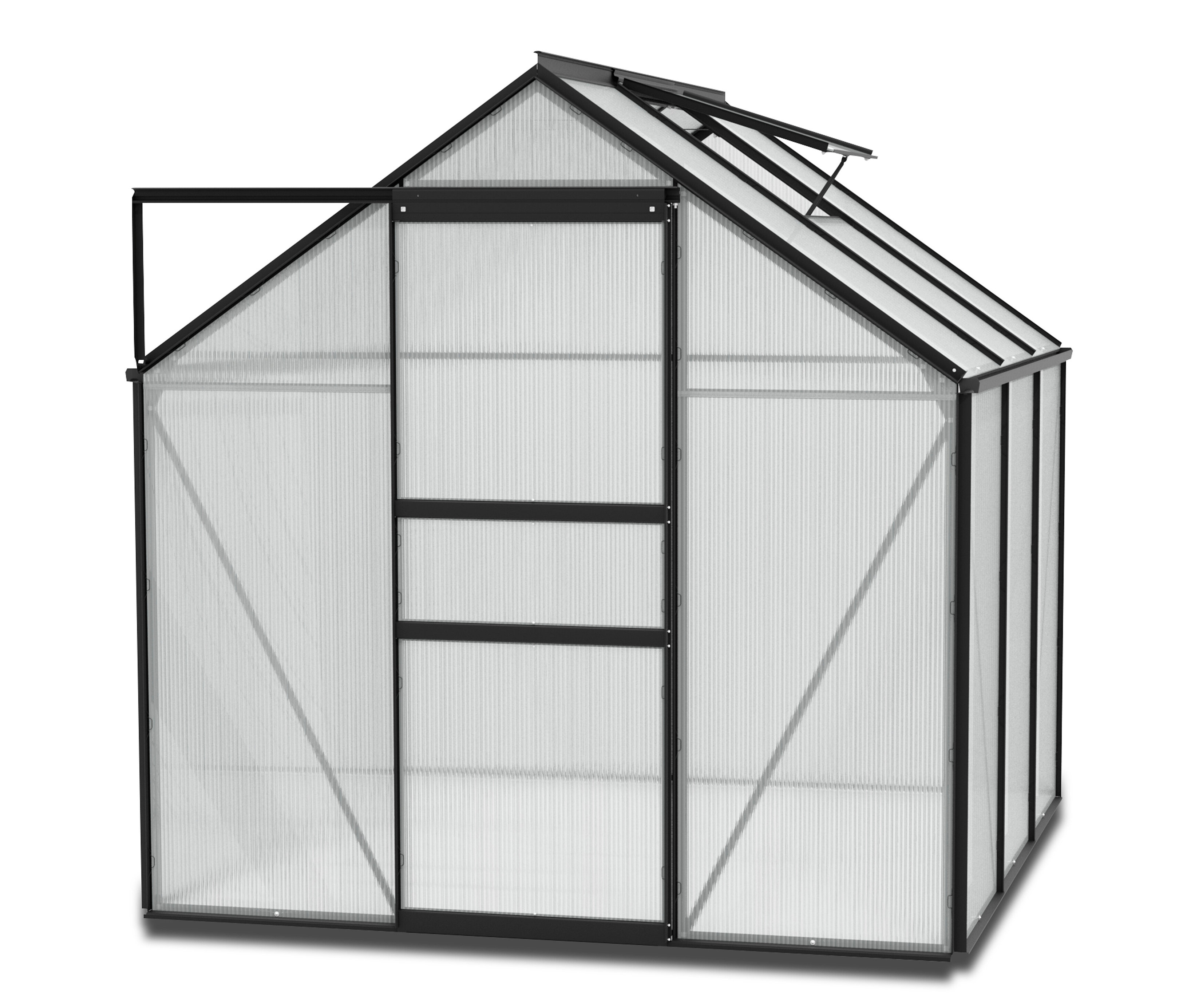 Vitavia Einsteiger-Gewächshaus inkl. Fundamentrahmen - 195x195x197cm - schwarz - Aluminium / Stahl / Kunststoff