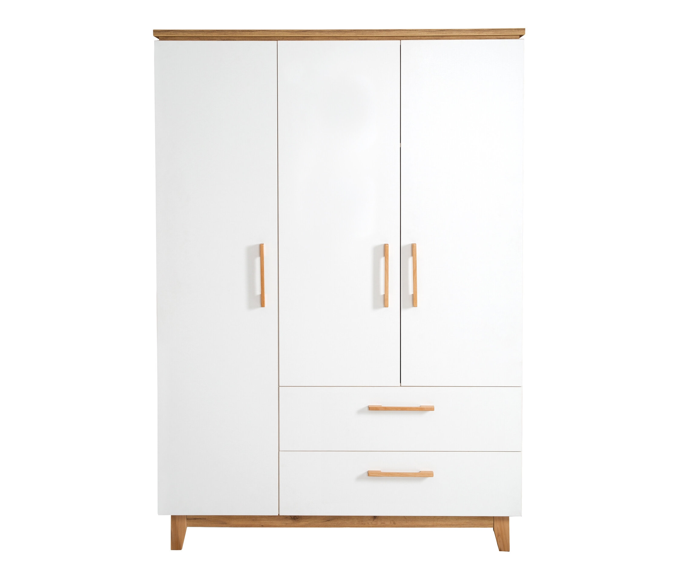 roba »Finn« 3-türiger Kleiderschrank - 134,5x55x200cm - weiß - Holz / Buchenholz / Holz