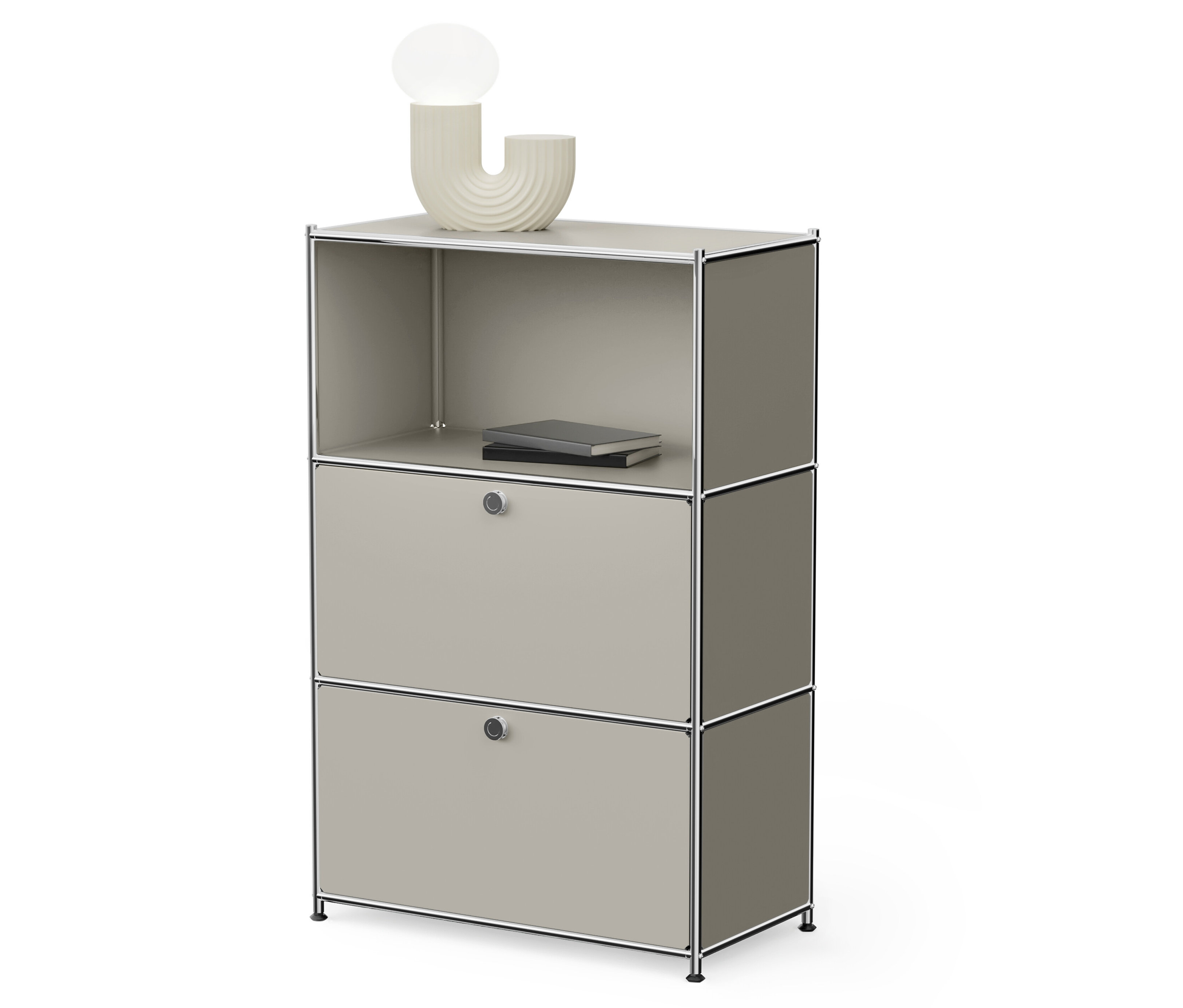 Tchibo - Kommode Metall »Cn3« mit 2 Klappenfächern - 77x40x120,5cm - hellgrau - Stahl / Aluminium / Kunststoff