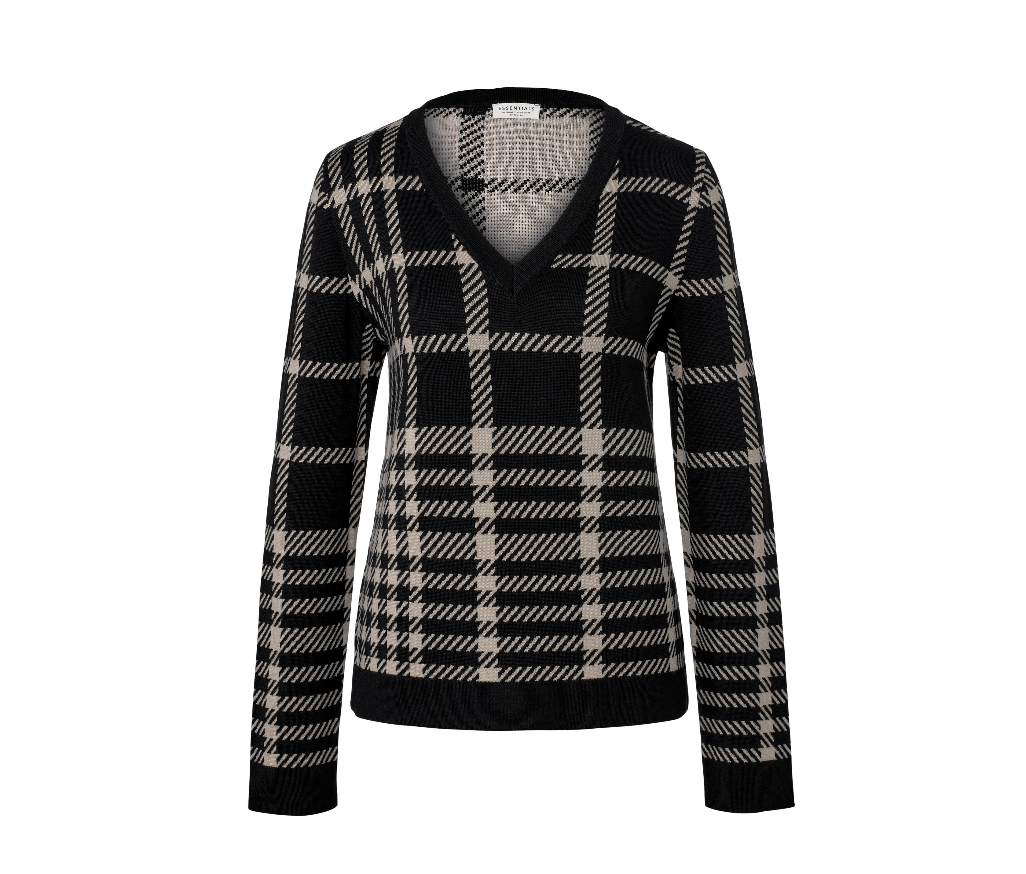 Tchibo - Karierter Pullover - Damen - Gr. L - schwarz