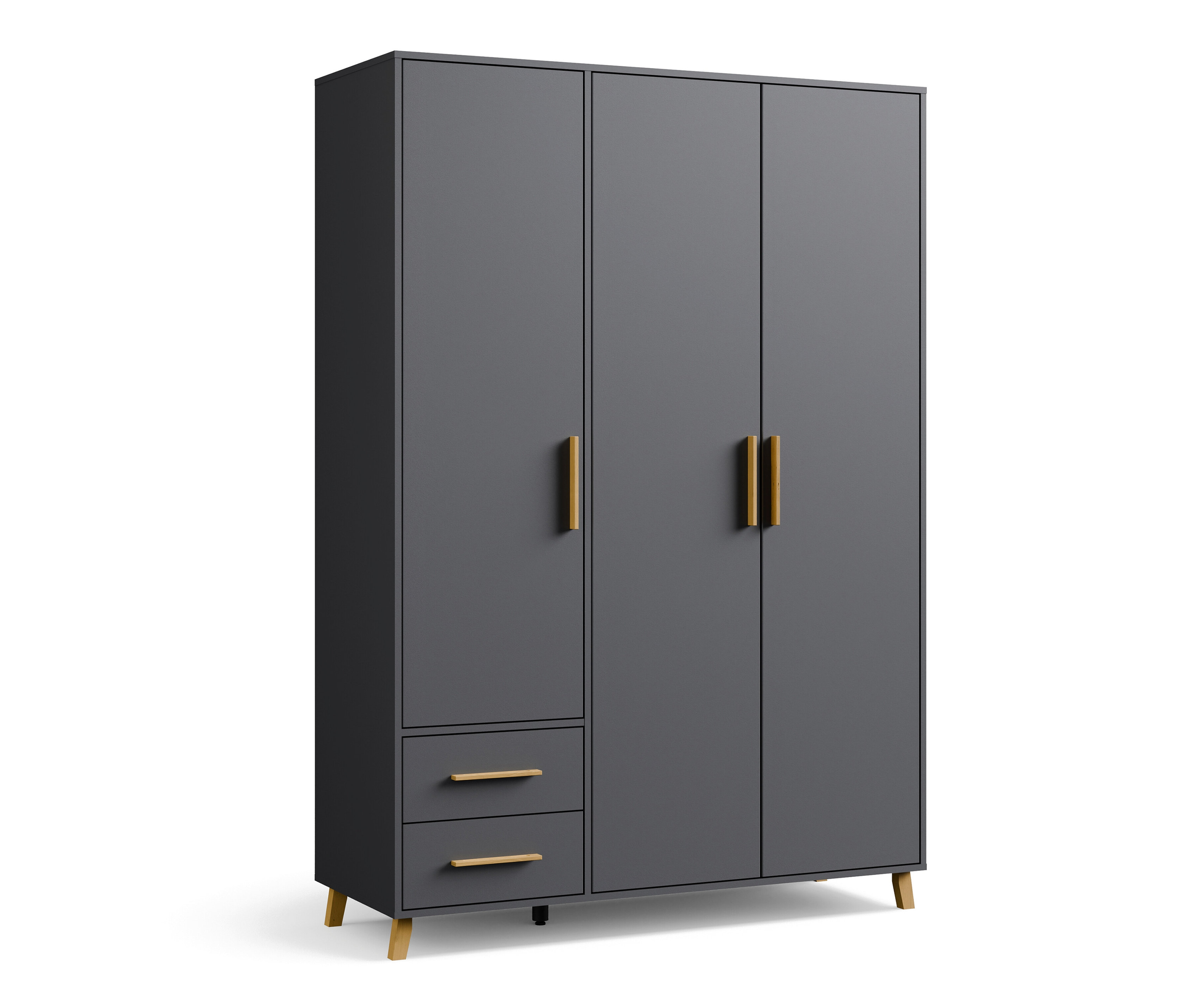 Rauch Drehtürenschrank »Shinjo« - 140x53x203cm - grau - Holz / Holz