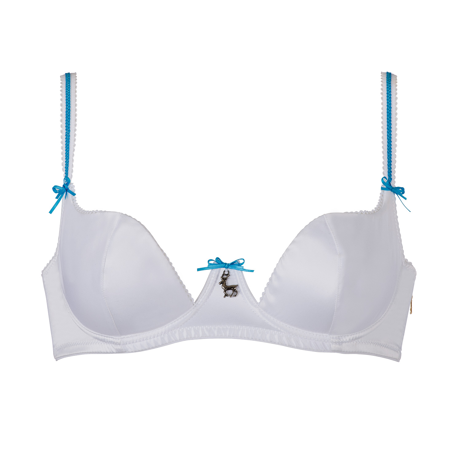 Escora Dirndl BH mit freiem Steg in Weiss-Türkis