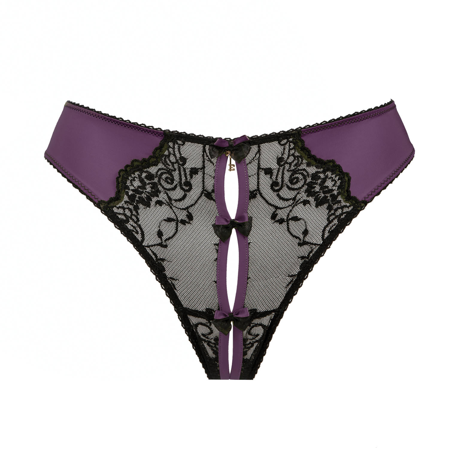Escora Luxus Celina String Ouvert in Schwarz-Aubergine